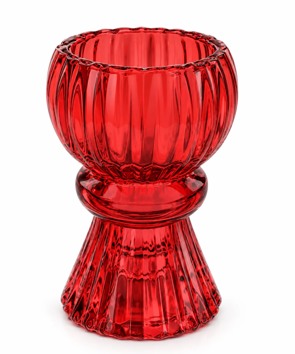 Fluted Goblet-Shaped Glass Candle Holder - VSS-CH-19 — red
