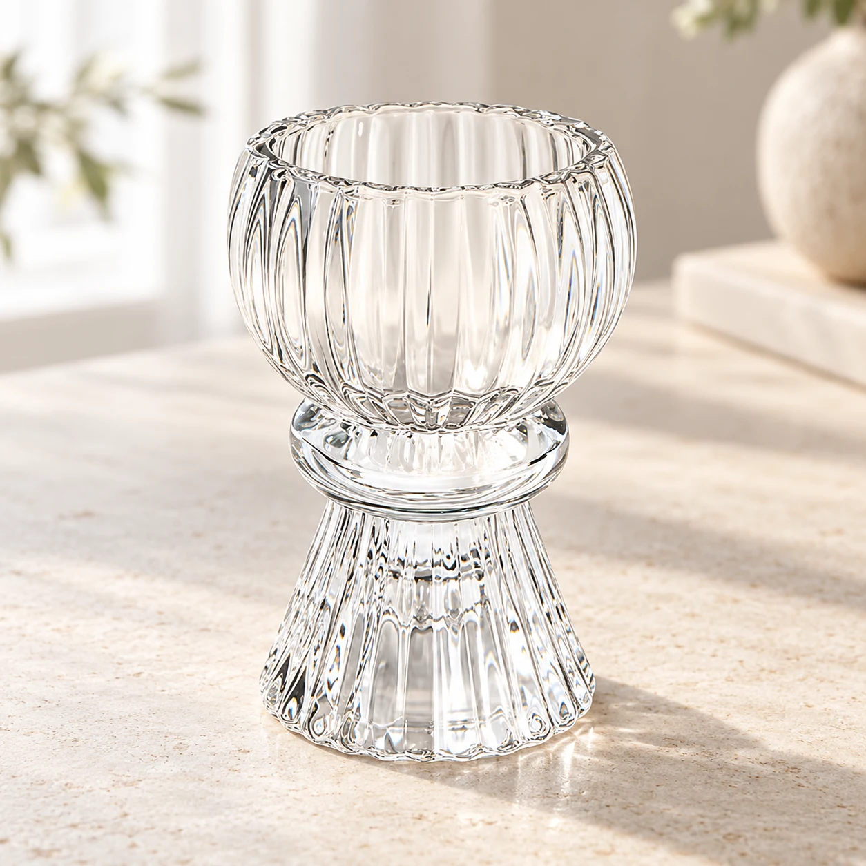 Fluted Goblet-Shaped Glass Candle Holder - VSS-CH-19 — lifestyle