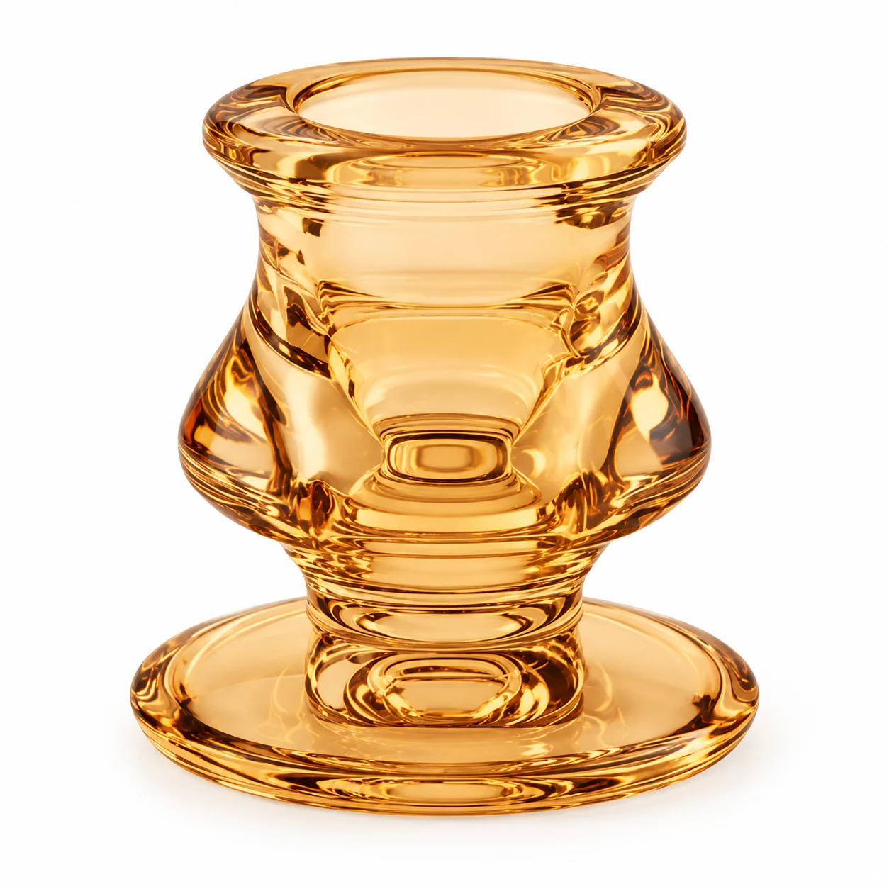 Ribbed Hourglass Glass Candle Holder - VSS-CH-20 — design b — amber
