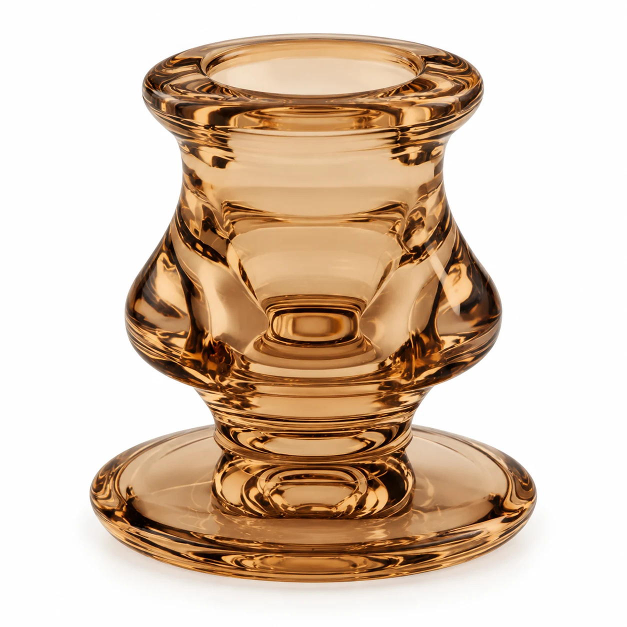 Ribbed Hourglass Glass Candle Holder - VSS-CH-20 — design b — brown