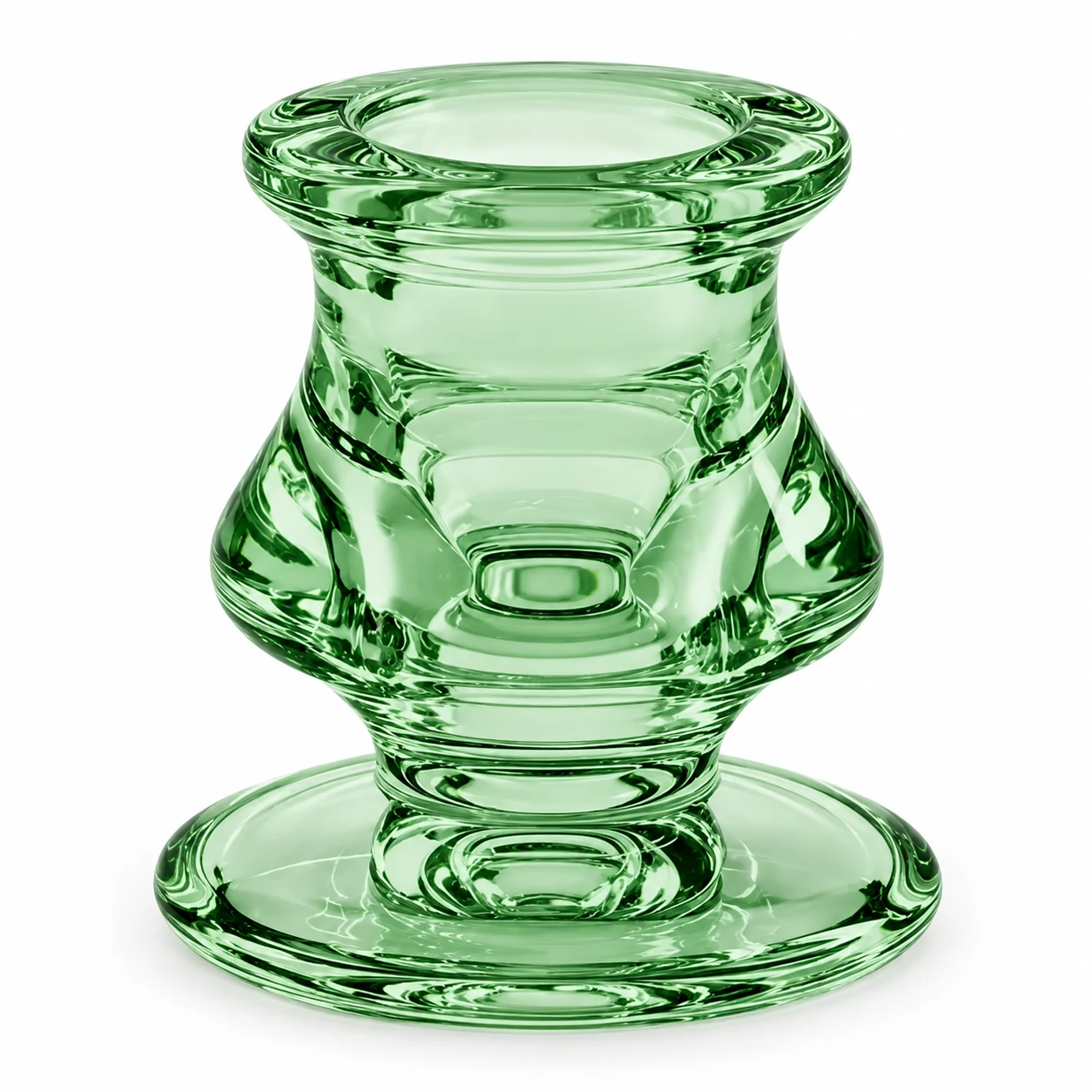 Ribbed Hourglass Glass Candle Holder - VSS-CH-20 — design b — green