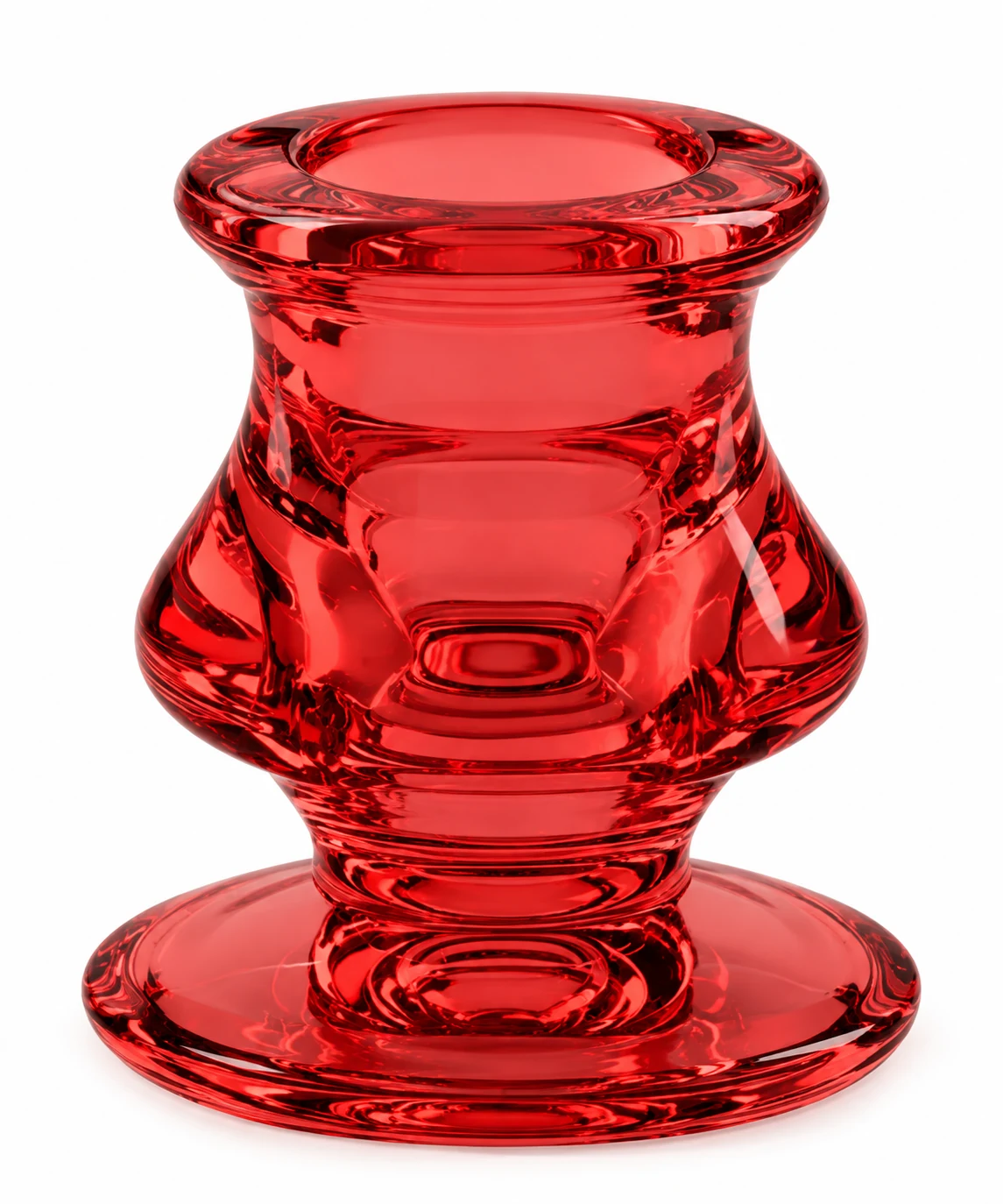Ribbed Hourglass Glass Candle Holder - VSS-CH-20 — design b — red