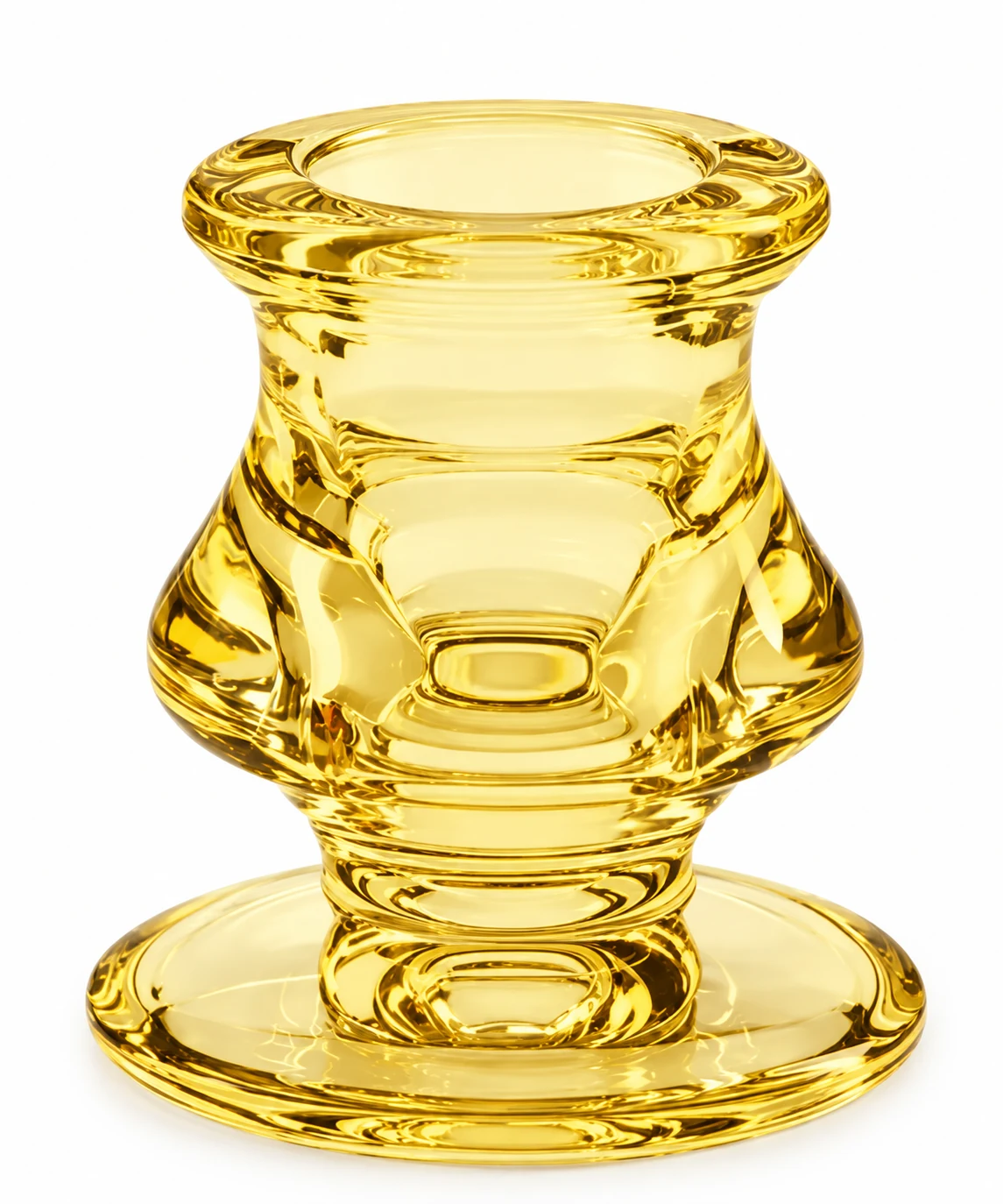 Ribbed Hourglass Glass Candle Holder - VSS-CH-20 — design b — yellow