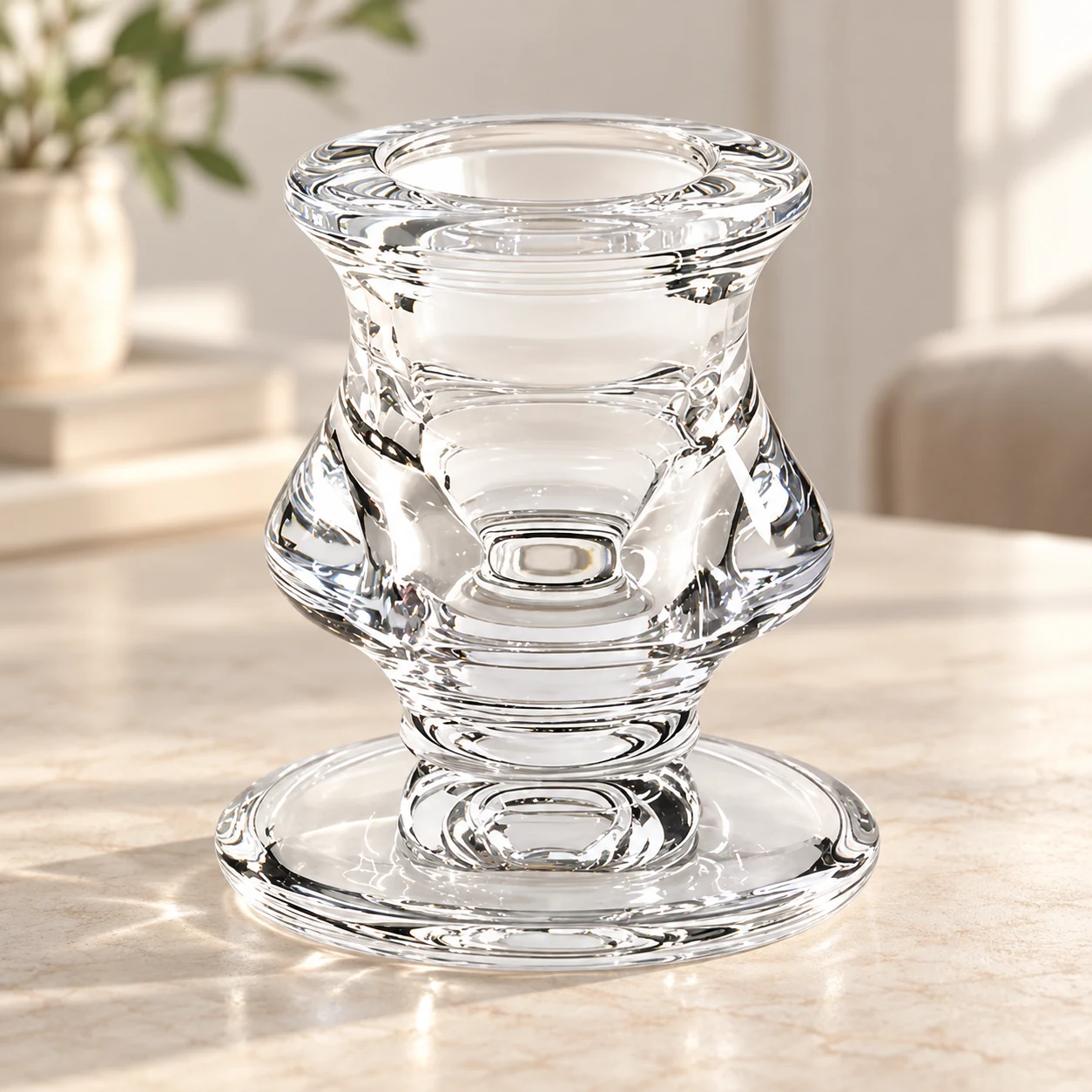 Ribbed Hourglass Glass Candle Holder - VSS-CH-20 — design b — lifestyle
