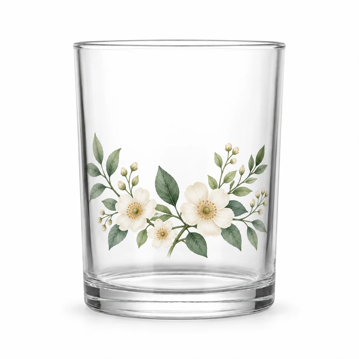 210ml Straight-Sided Glass Candle Jar (VSS-CJ-013) — botanical decal