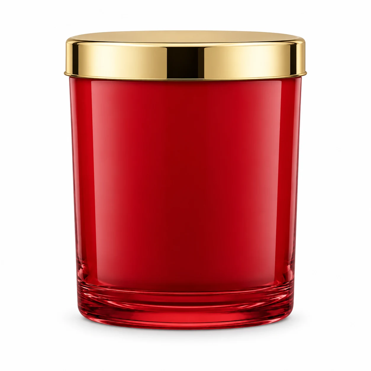 315ml Straight-Sided Glass Candle Jar (VSS-CJ-014) — candle application — glossy red gold tin lid closed