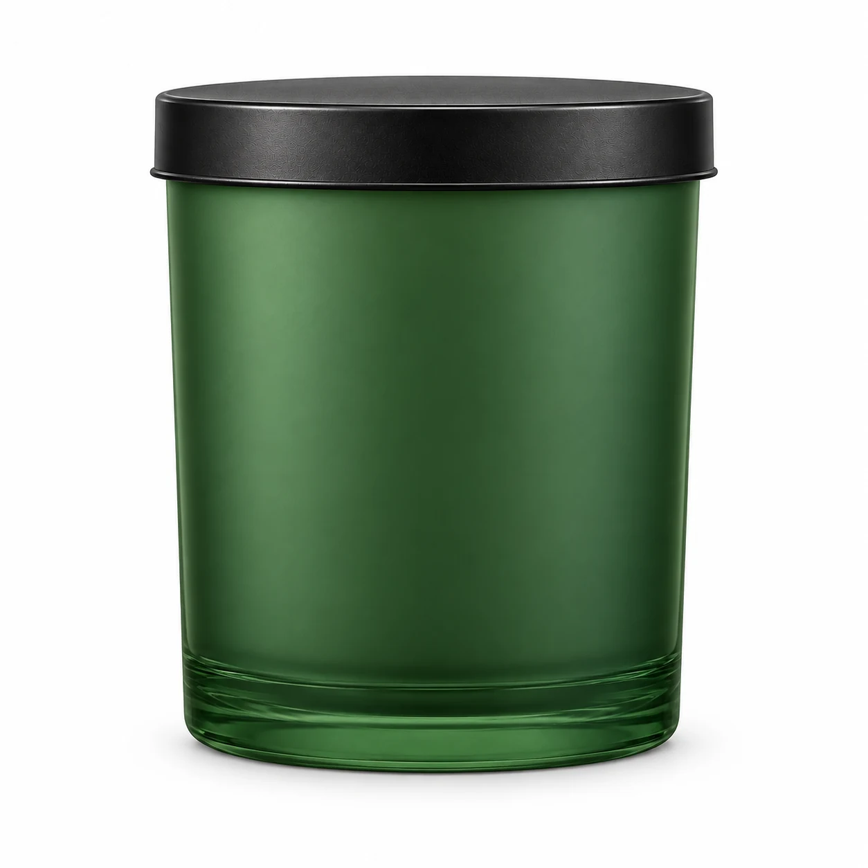 315ml Straight-Sided Glass Candle Jar (VSS-CJ-014) — candle application — matte green black tin lid closed