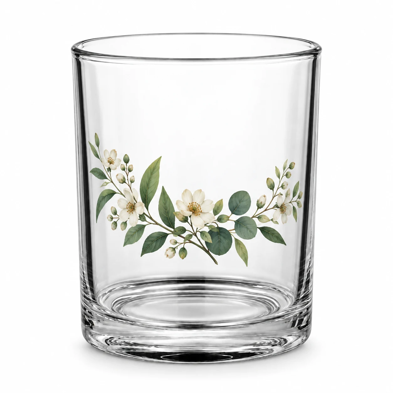 430ml Straight-Sided Glass Candle Jar (VSS-CJ-015) — botanical decal