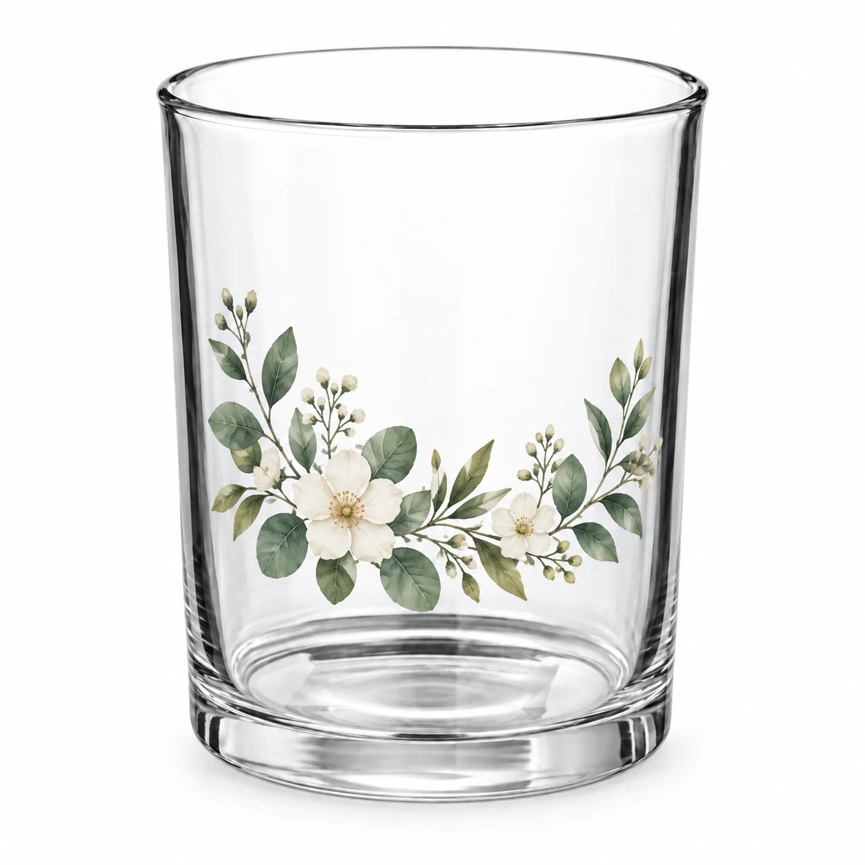 690ml Straight-Sided Glass Candle Jar (VSS-CJ-016) — botanical decal