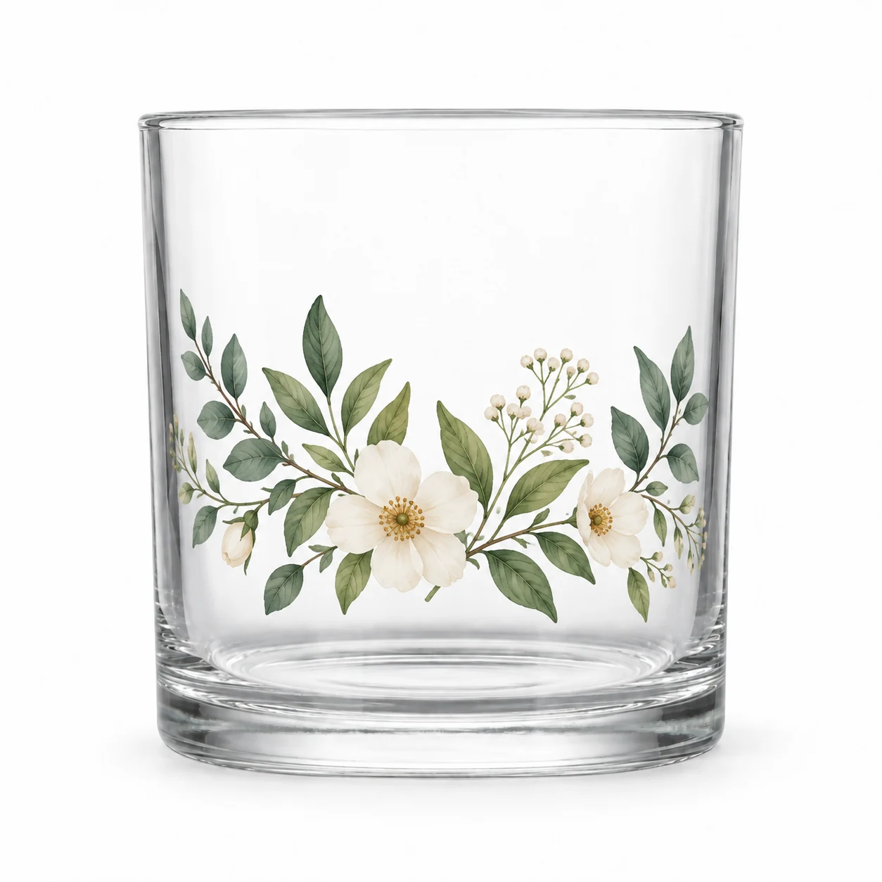 550ml Straight-Sided Glass Candle Jar (VSS-CJ-017) — botanical decal