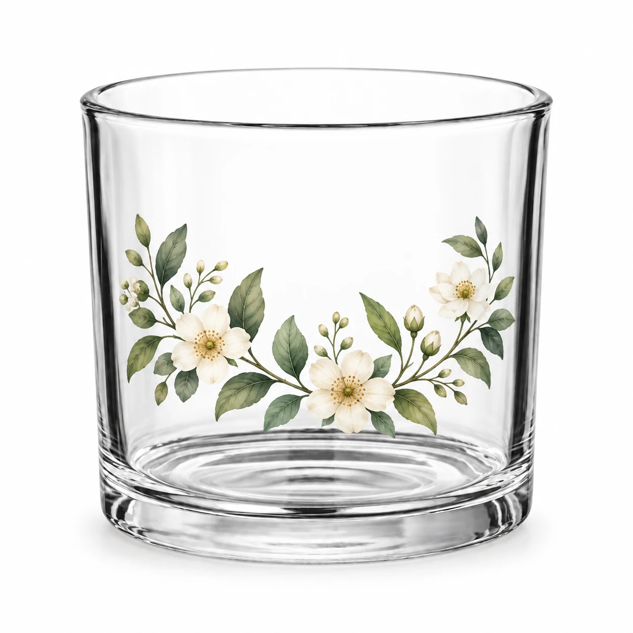 930ml Straight-Sided Glass Candle Jar (VSS-CJ-018) — botanical decal