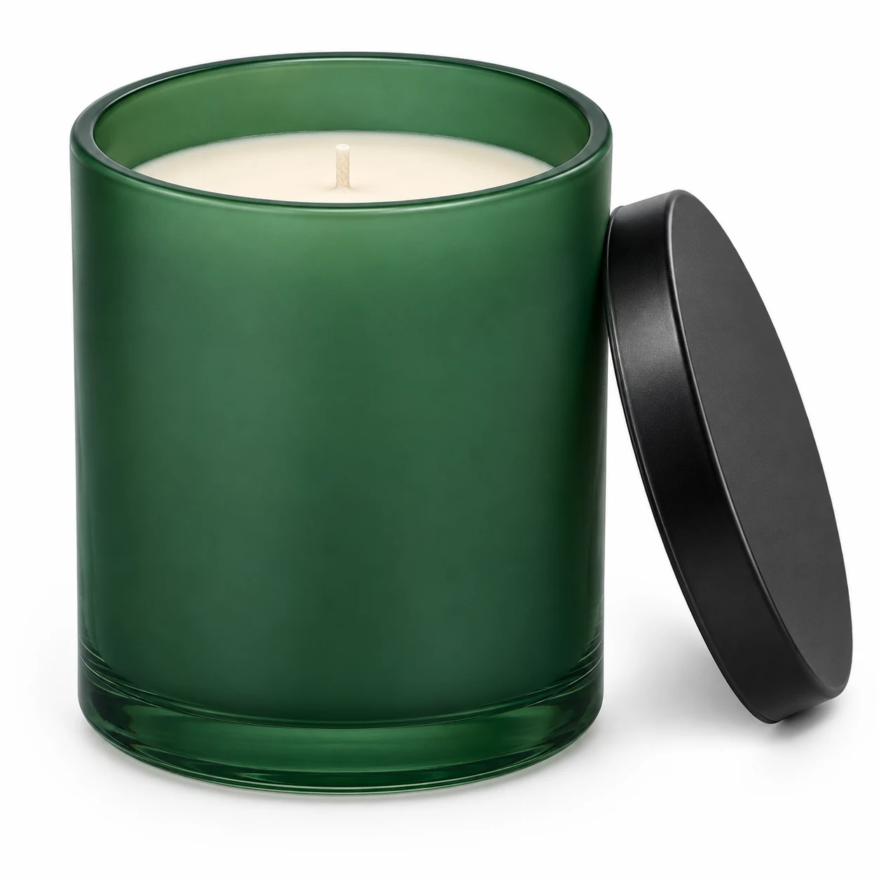 1950ml Straight-Sided Glass Candle Jar (VSS-CJ-019) — candle application — matte green black tin lid