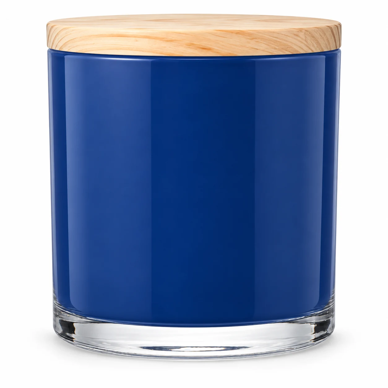 1950ml Straight-Sided Glass Candle Jar (VSS-CJ-019) — candle application — opaque glossy blue pine lid closed