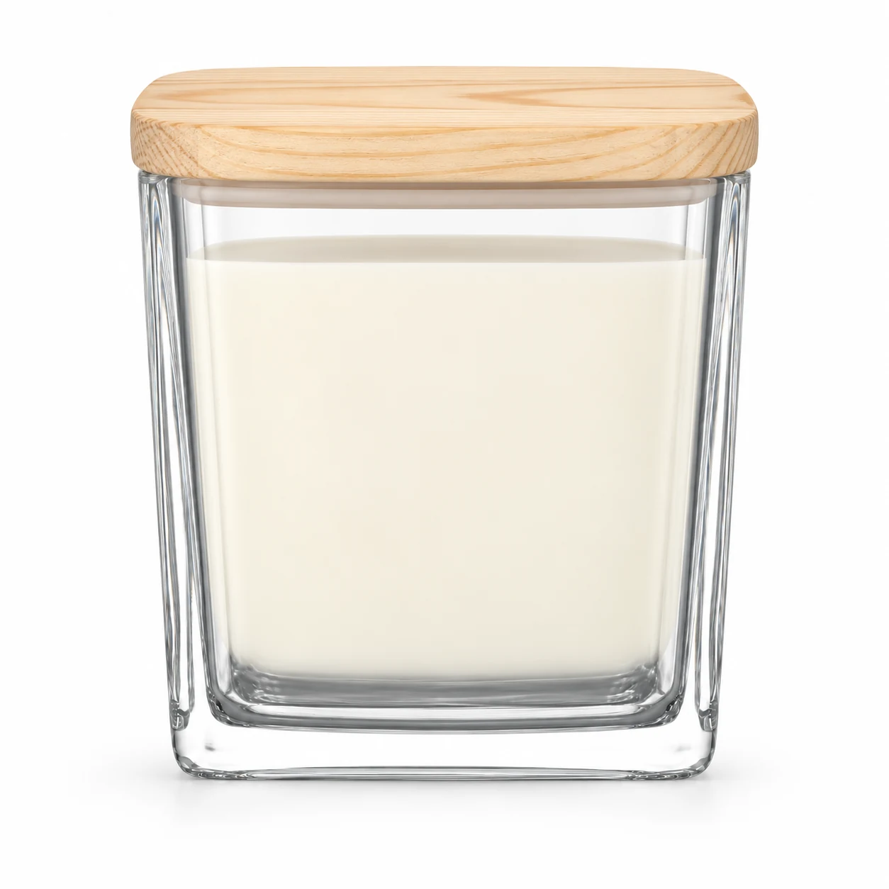 300ml Square Glass Candle Jar (VSS-CJ-020) — candle application — pine lid closed