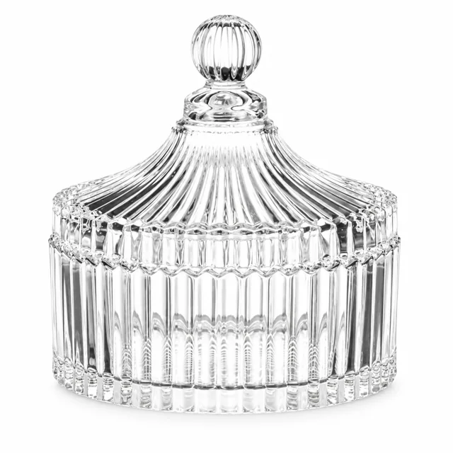 Ribbed Glass Candle Jar with Lid (VSS-CJ-023) — clear