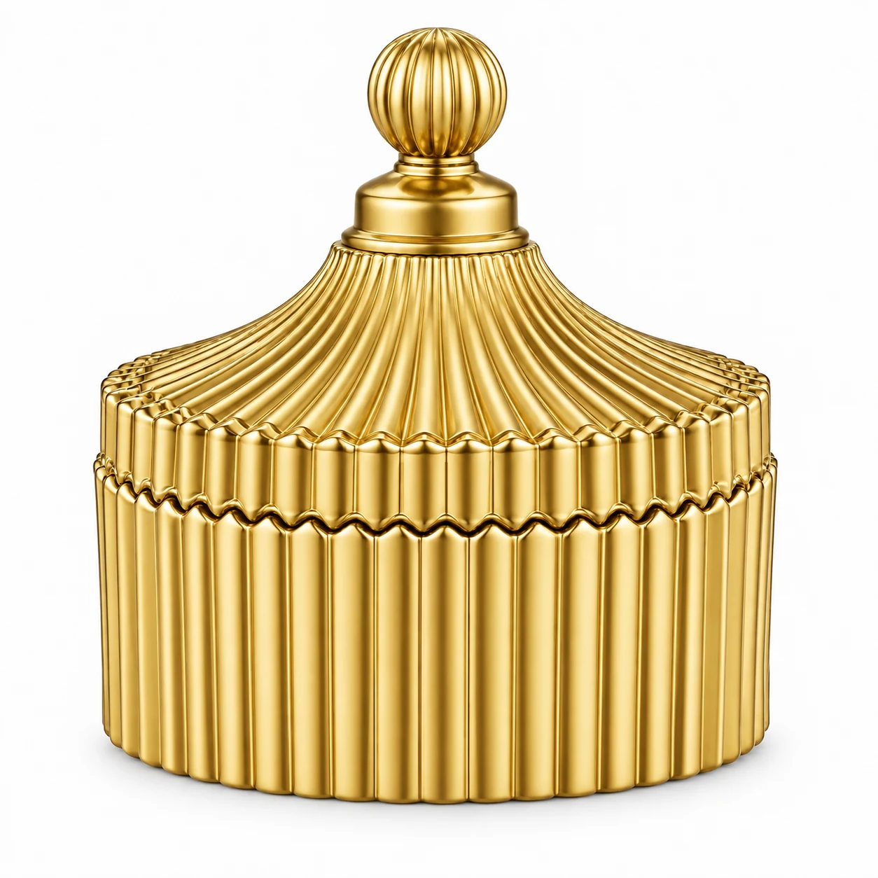 Ribbed Glass Candle Jar with Lid (VSS-CJ-023) — gold