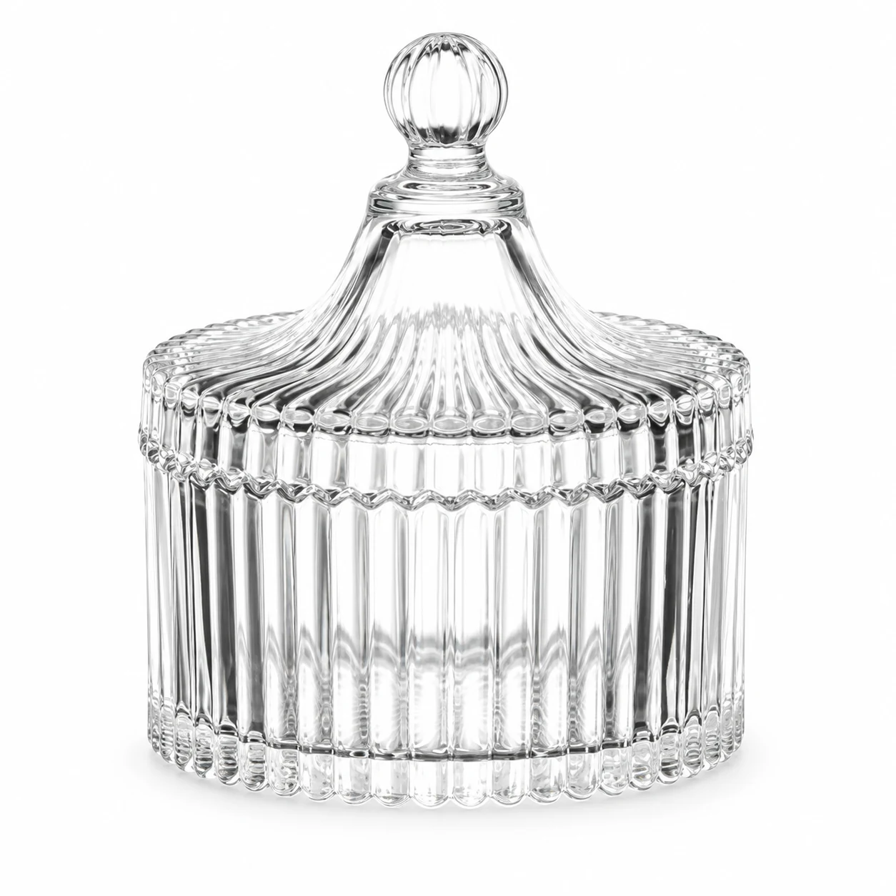 220ml Ribbed Glass Candle Jar with Lid - VSS-CJ-024 — clear