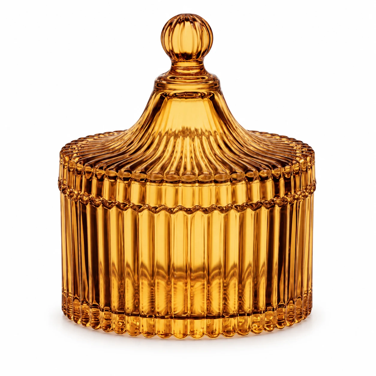 220ml Ribbed Glass Candle Jar with Lid - VSS-CJ-024 — amber