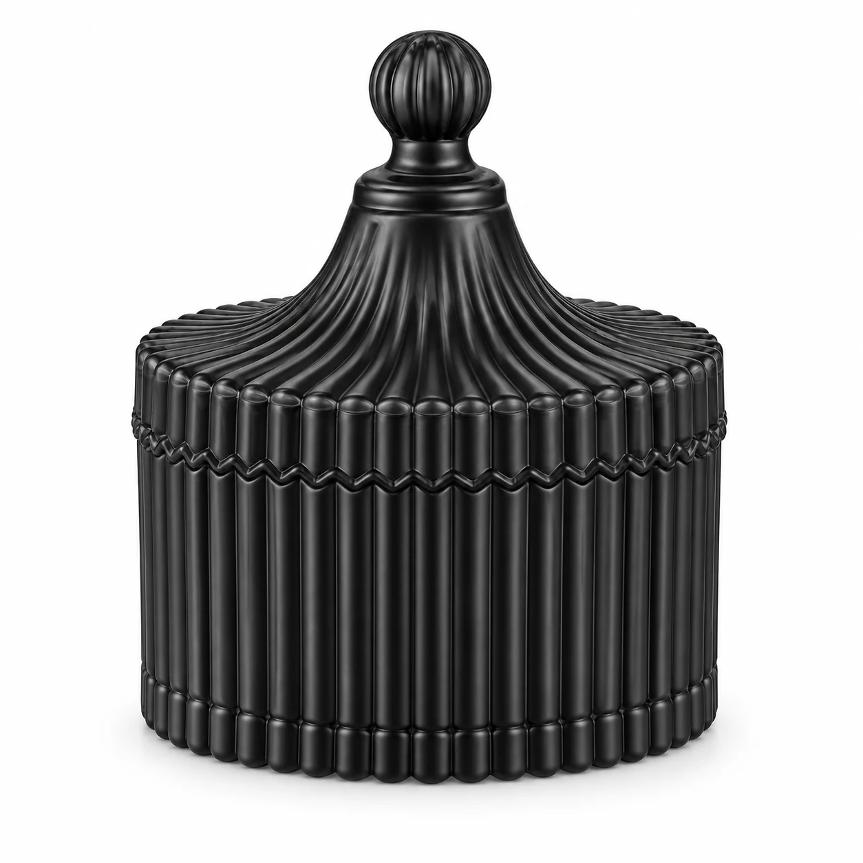 220ml Ribbed Glass Candle Jar with Lid - VSS-CJ-024 — black