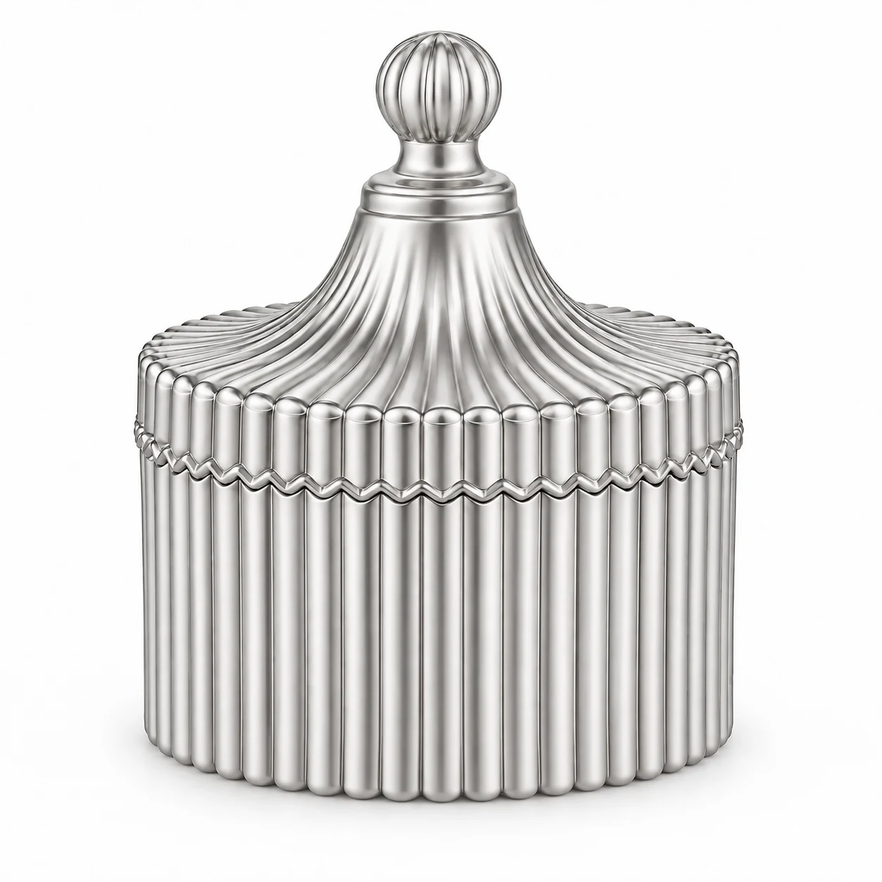 220ml Ribbed Glass Candle Jar with Lid - VSS-CJ-024 — silver