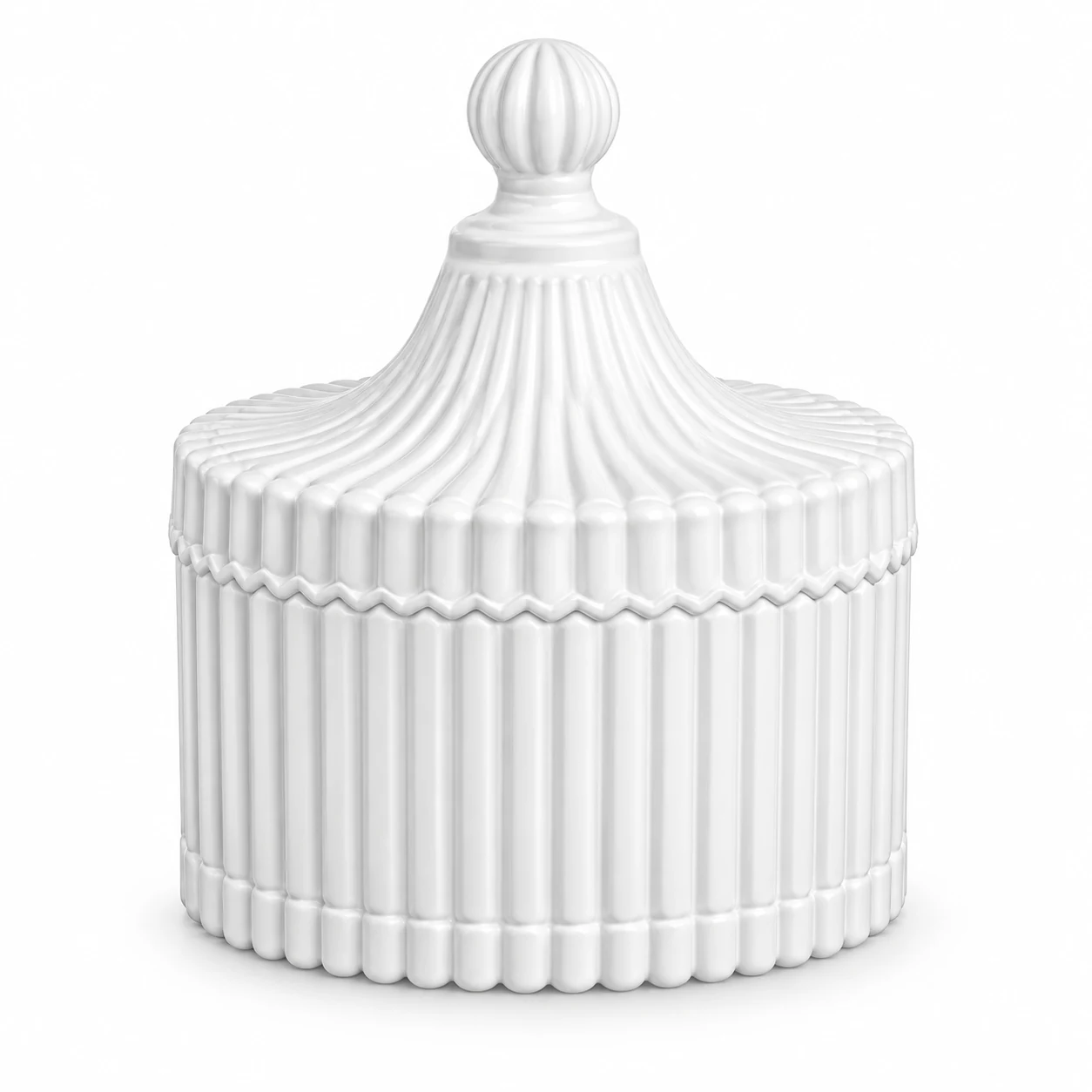 220ml Ribbed Glass Candle Jar with Lid - VSS-CJ-024 — white