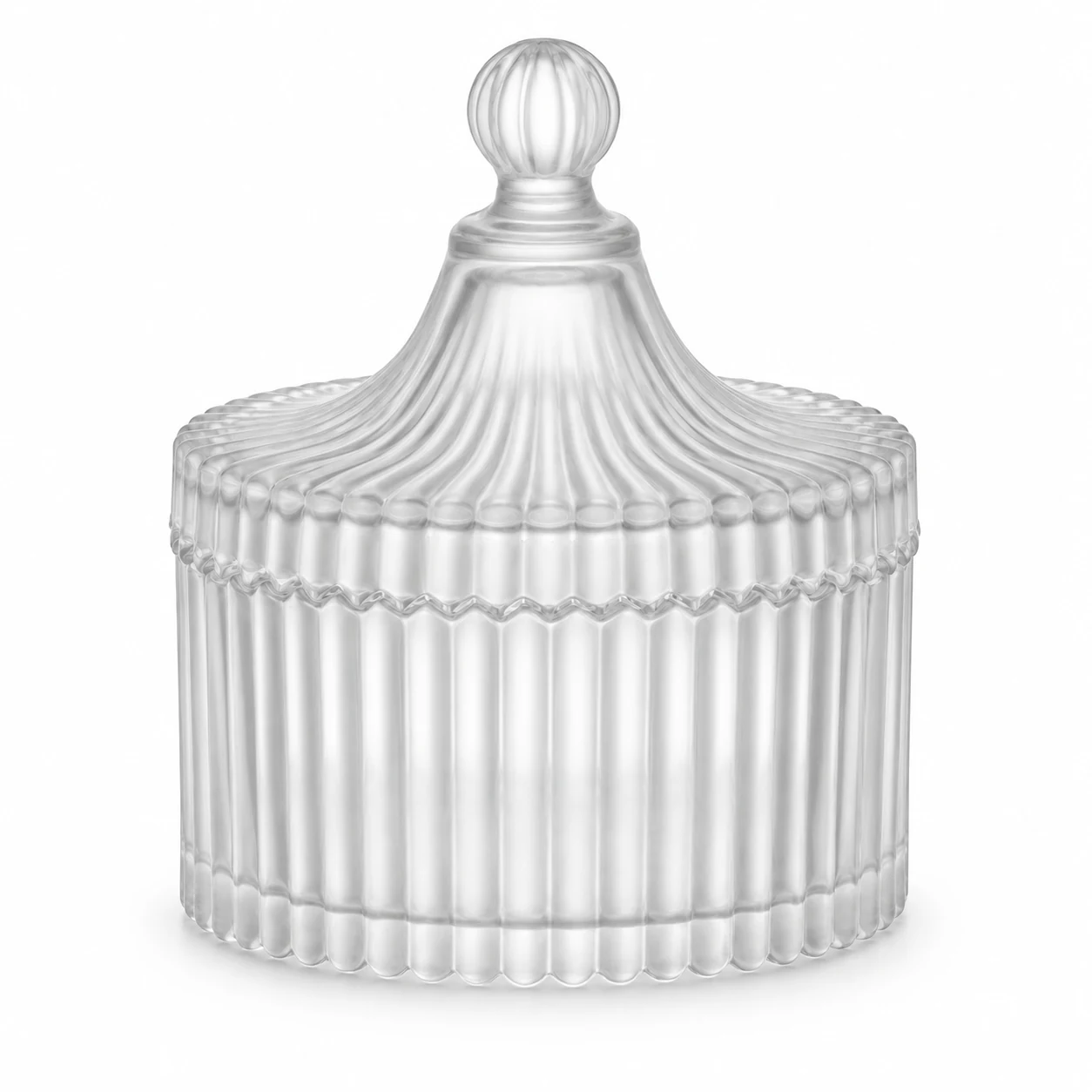 220ml Ribbed Glass Candle Jar with Lid - VSS-CJ-024 — frosted