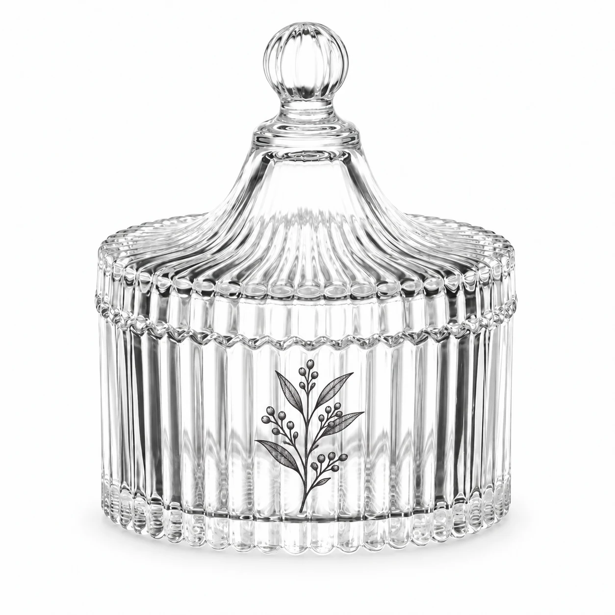 220ml Ribbed Glass Candle Jar with Lid - VSS-CJ-024 — screen printing