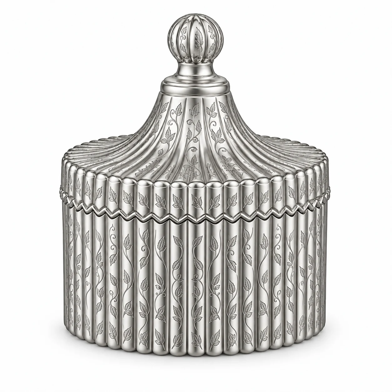 220ml Ribbed Glass Candle Jar with Lid - VSS-CJ-024 — silver engraved