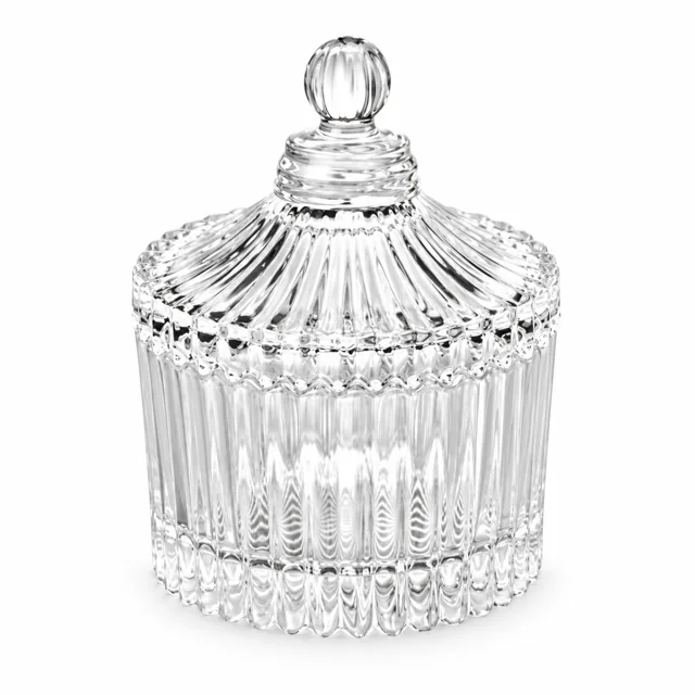 80ml Ribbed Glass Candle Jar with Lid - VSS-CJ-025 — clear