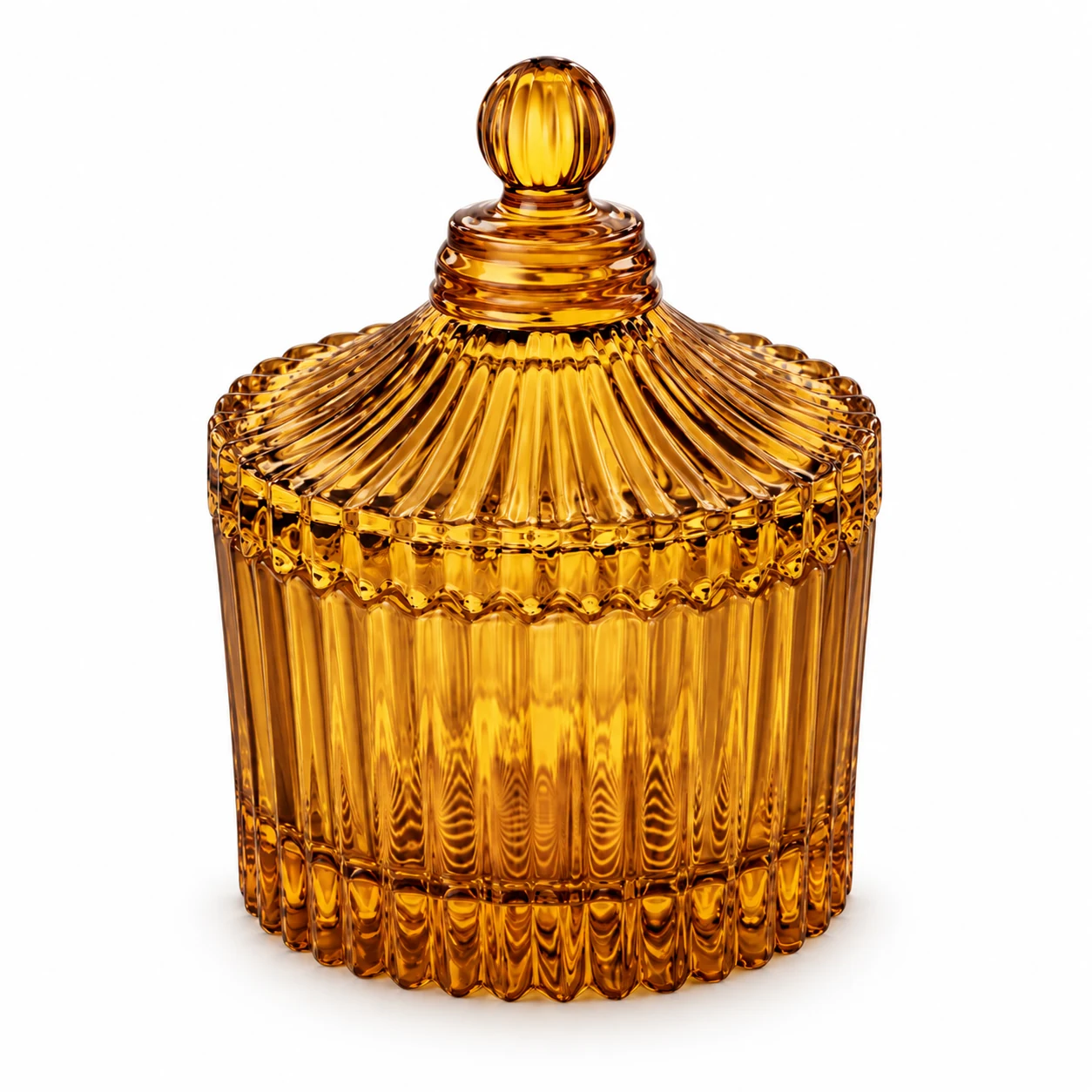 80ml Ribbed Glass Candle Jar with Lid - VSS-CJ-025 — amber