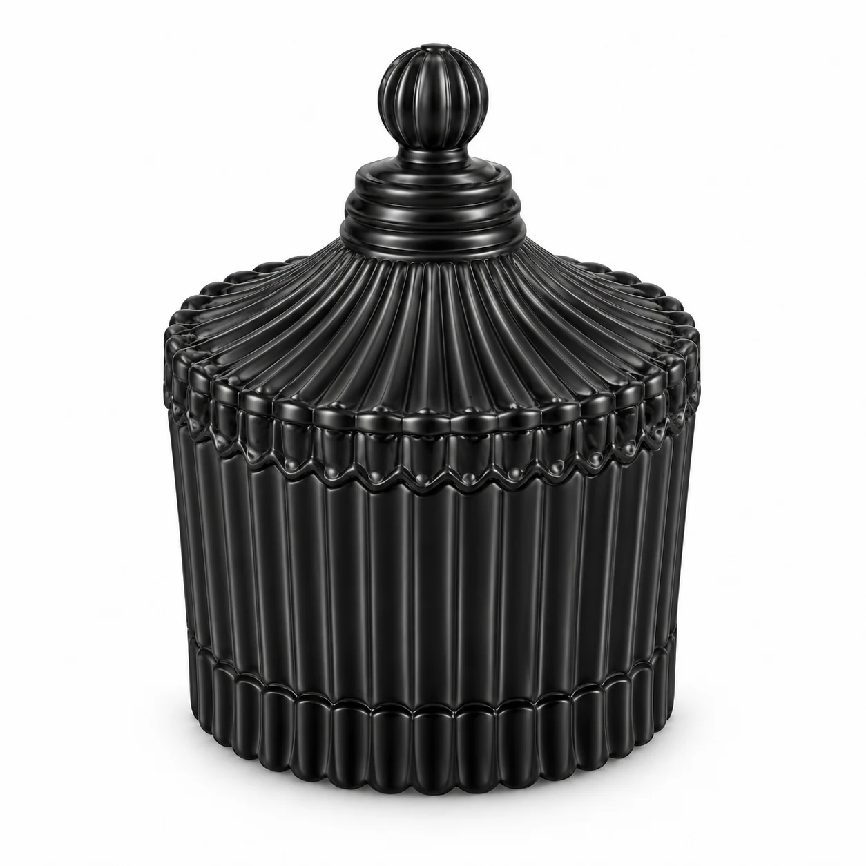 80ml Ribbed Glass Candle Jar with Lid - VSS-CJ-025 — black