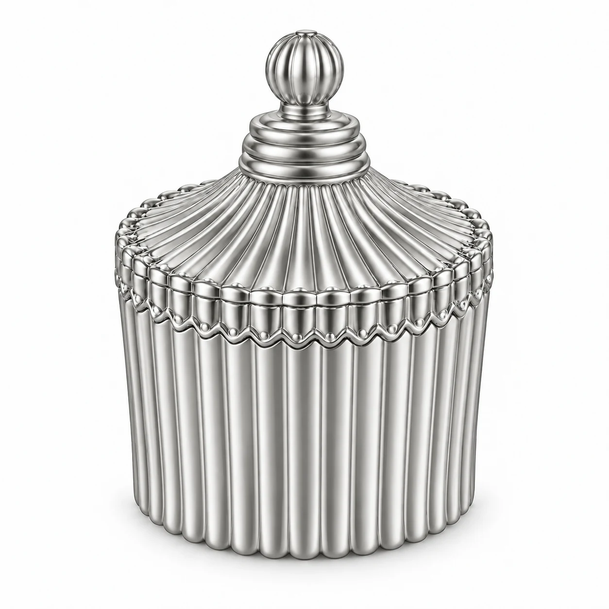 80ml Ribbed Glass Candle Jar with Lid - VSS-CJ-025 — silver