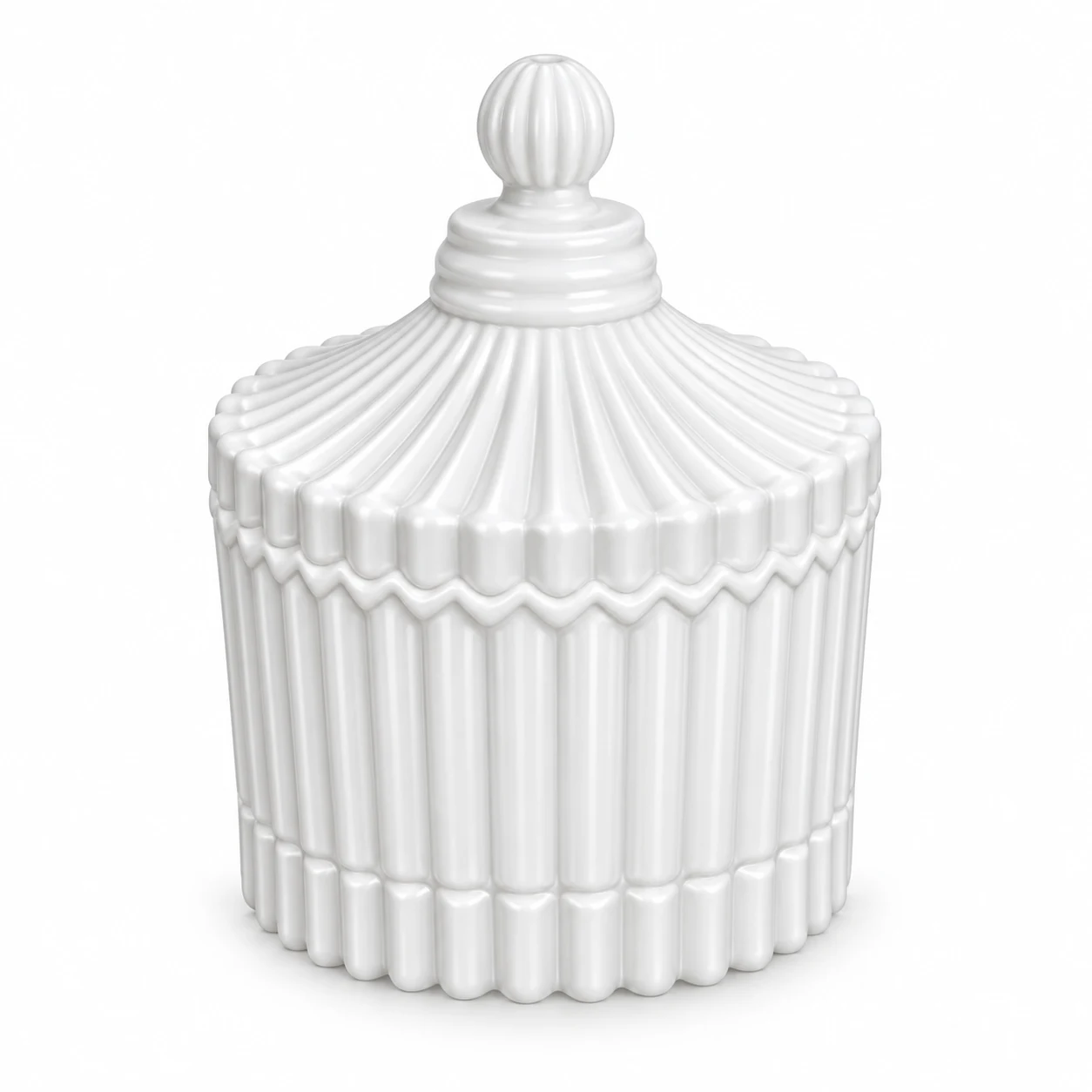 80ml Ribbed Glass Candle Jar with Lid - VSS-CJ-025 — white