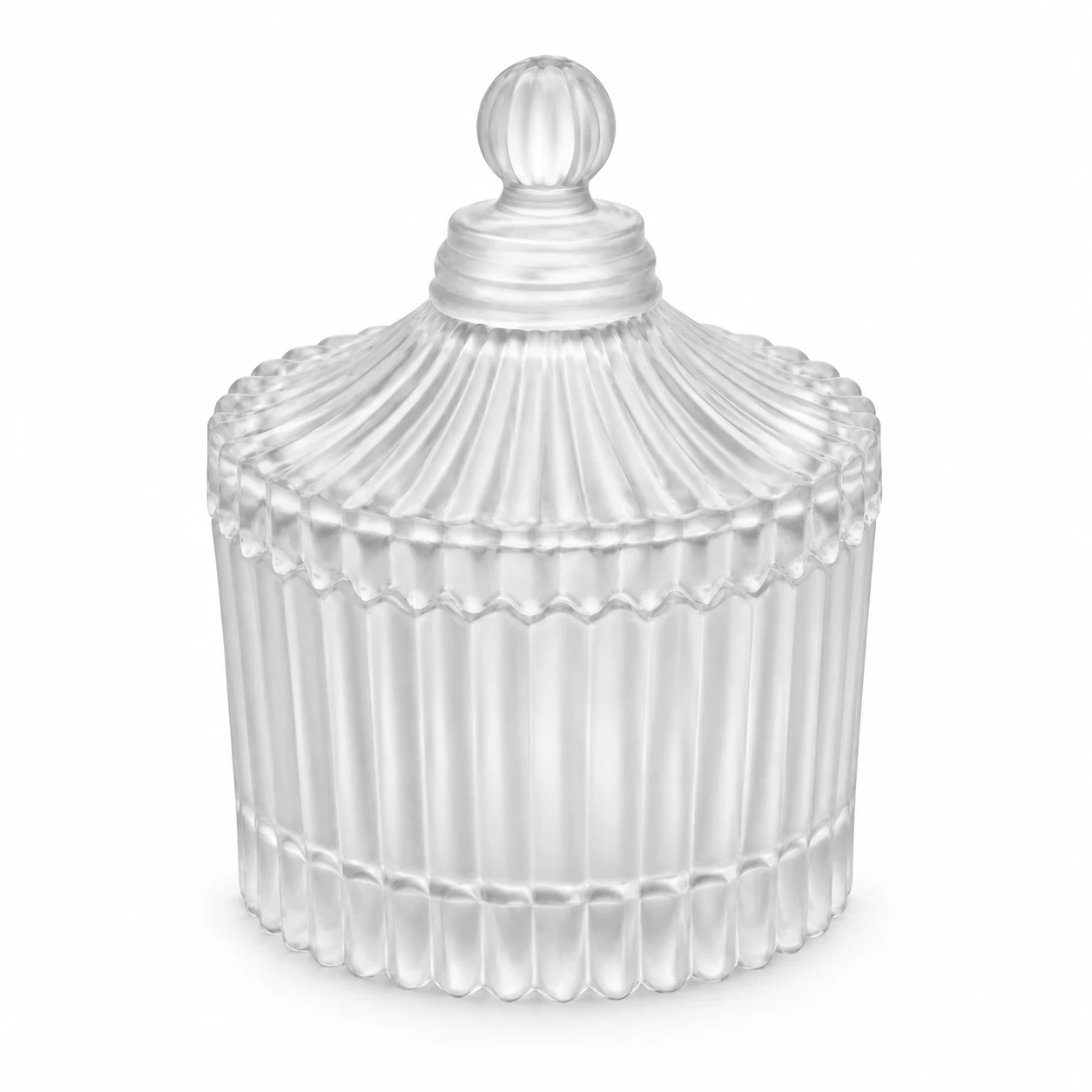 80ml Ribbed Glass Candle Jar with Lid - VSS-CJ-025 — frosted