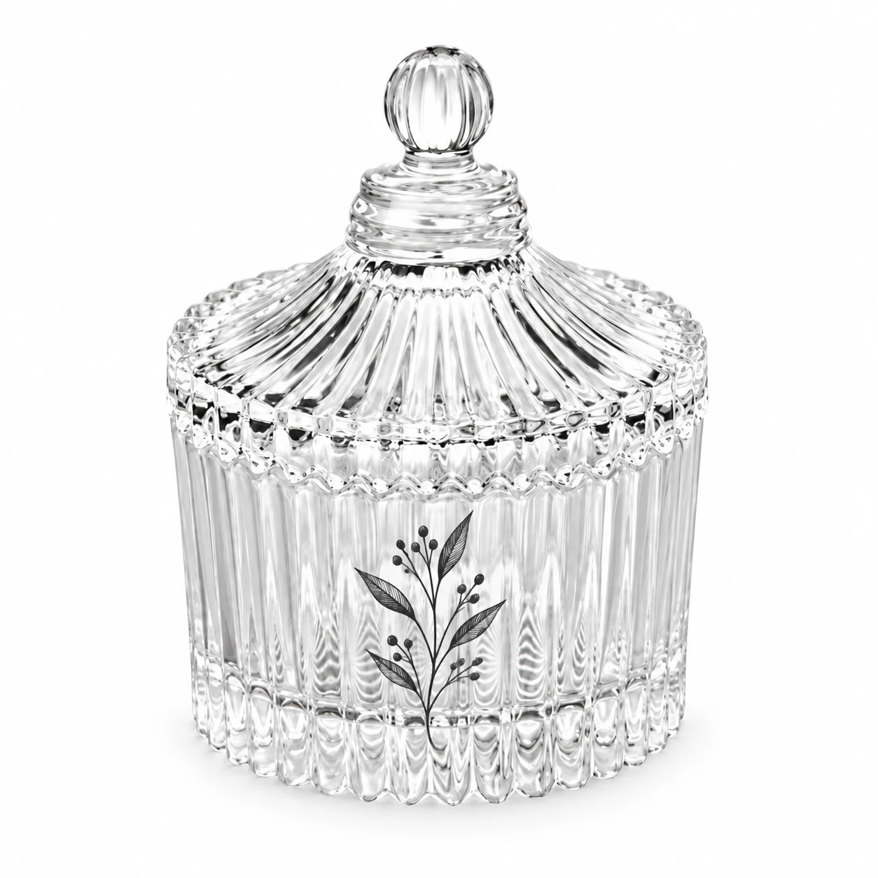 80ml Ribbed Glass Candle Jar with Lid - VSS-CJ-025 — screen printing