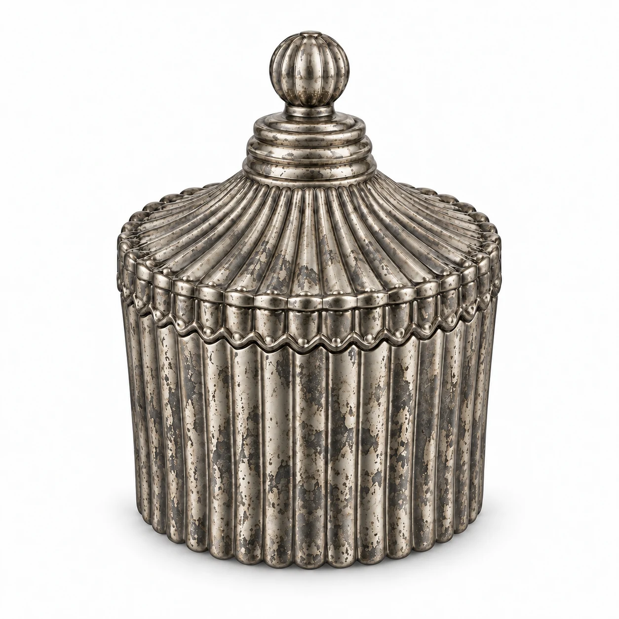 80ml Ribbed Glass Candle Jar with Lid - VSS-CJ-025 — silver corroded
