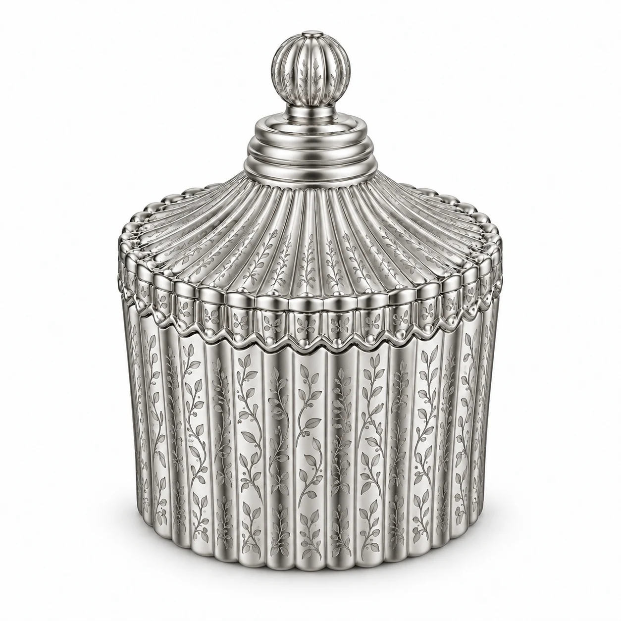 80ml Ribbed Glass Candle Jar with Lid - VSS-CJ-025 — silver engraved