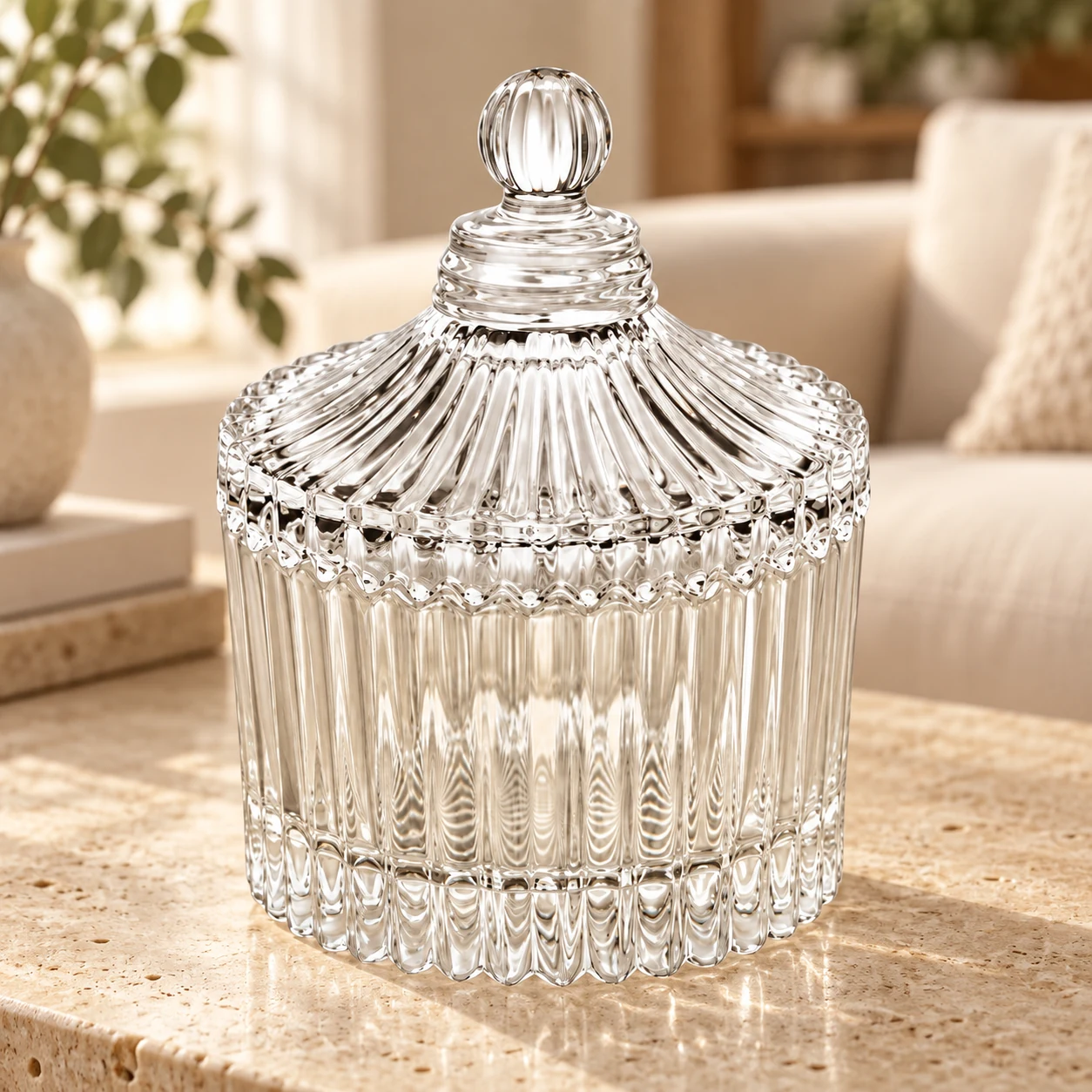 80ml Ribbed Glass Candle Jar with Lid - VSS-CJ-025 — lifestyle