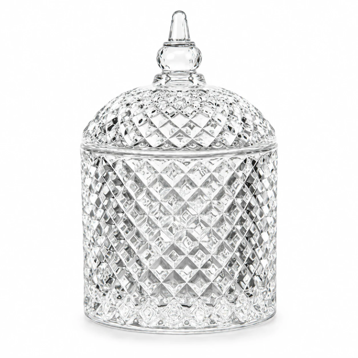 400ml Diamond-Pattern Glass Candle Jar with Lid - VSS-CJ-026 — clear