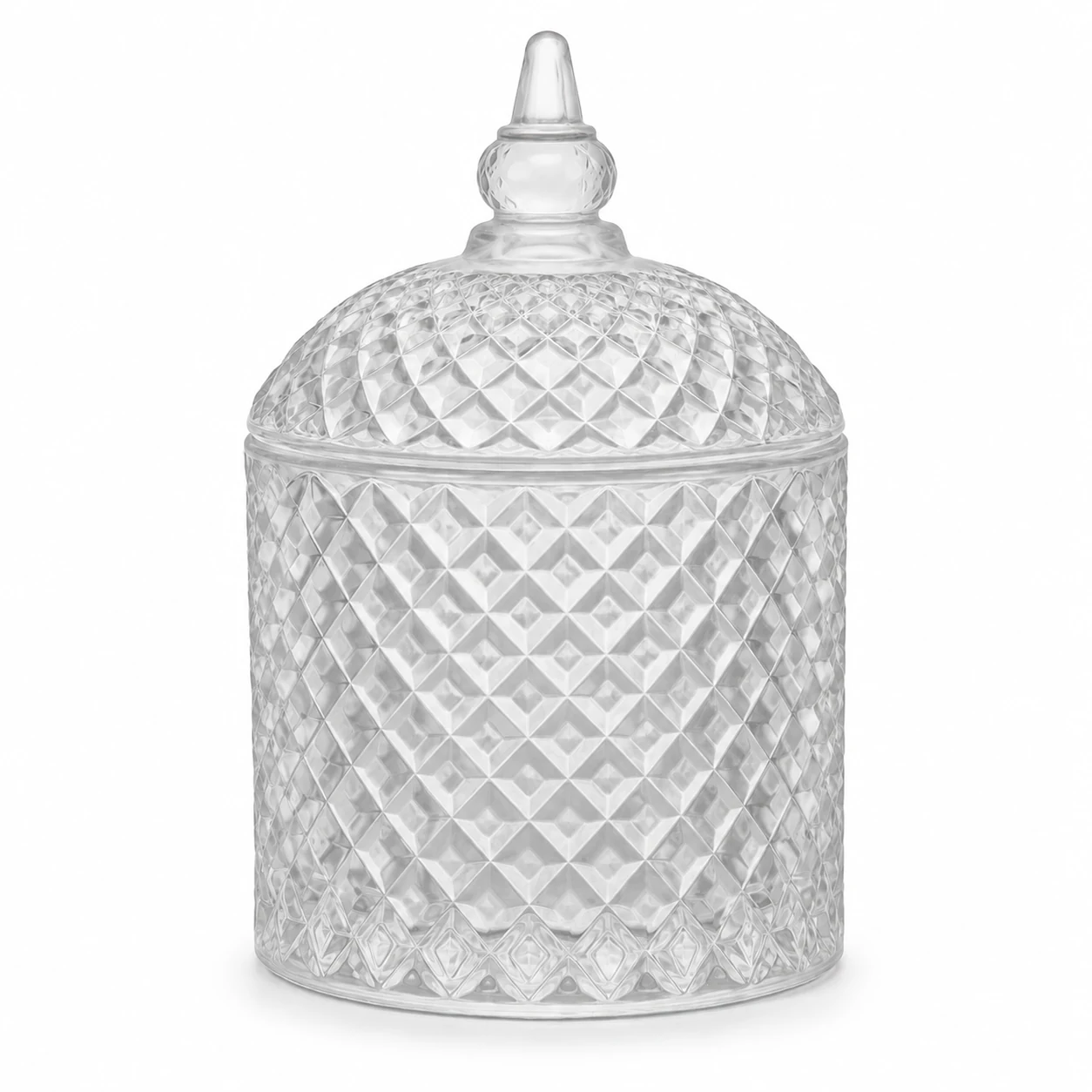 400ml Diamond-Pattern Glass Candle Jar with Lid - VSS-CJ-026 — frosted