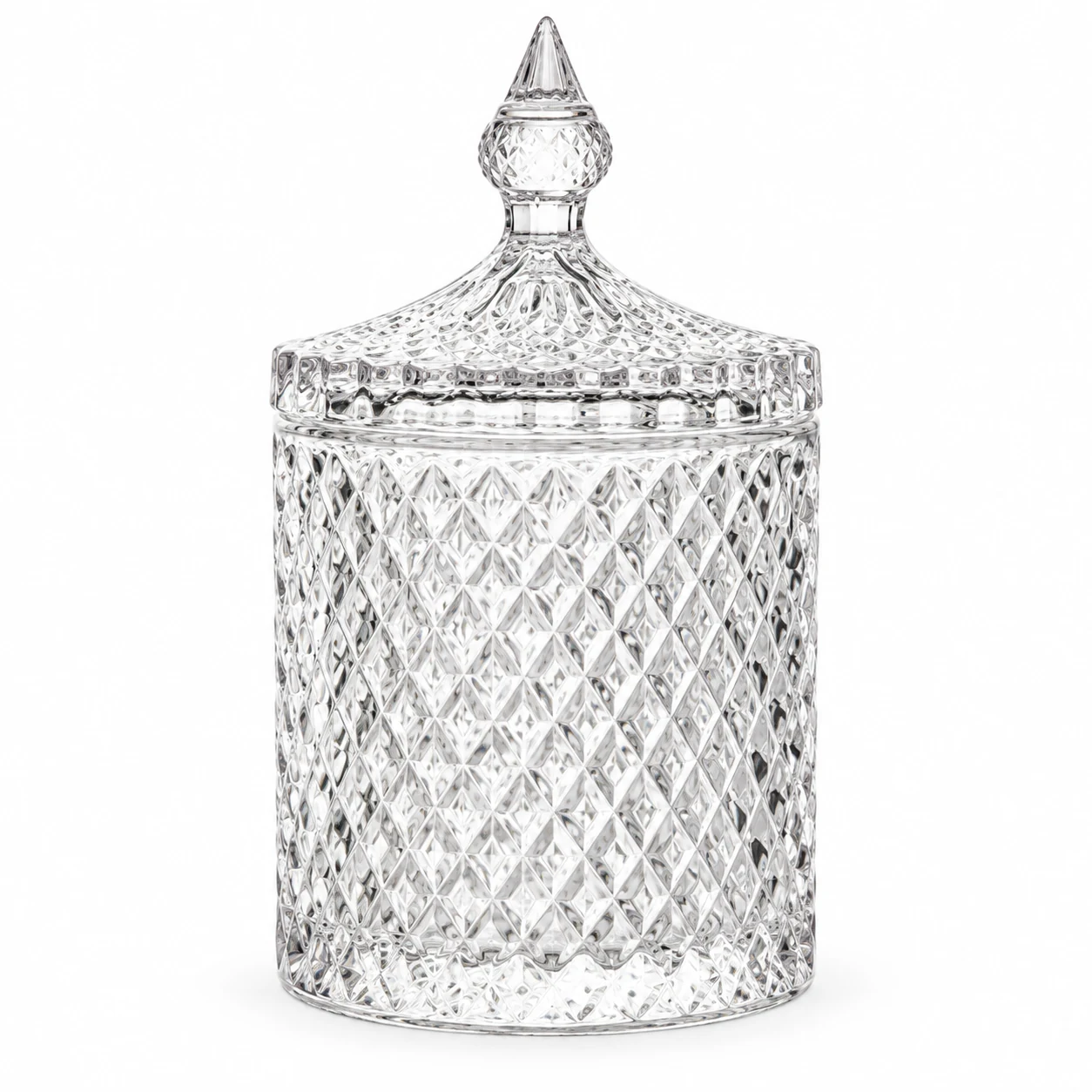 300ml Diamond-Pattern Glass Candle Jar with Lid - VSS-CJ-027 — clear