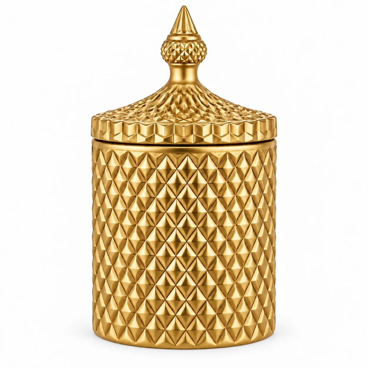 300ml Diamond-Pattern Glass Candle Jar with Lid - VSS-CJ-027 — gold
