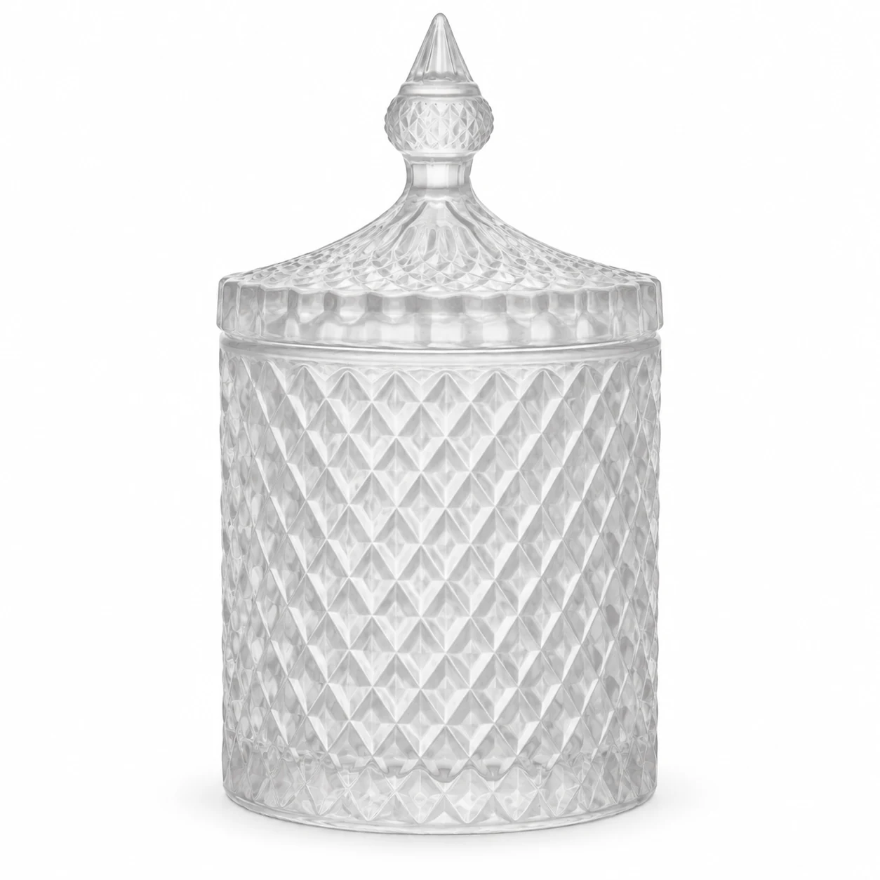 300ml Diamond-Pattern Glass Candle Jar with Lid - VSS-CJ-027 — frosted
