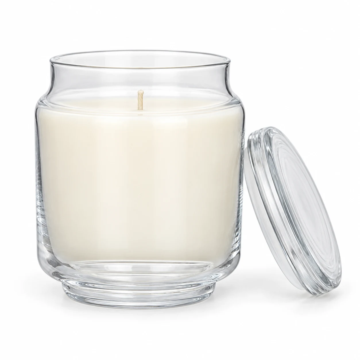 450ml Rounded Glass Candle Jar with Lid (VSS-CJ-028) — clear wax