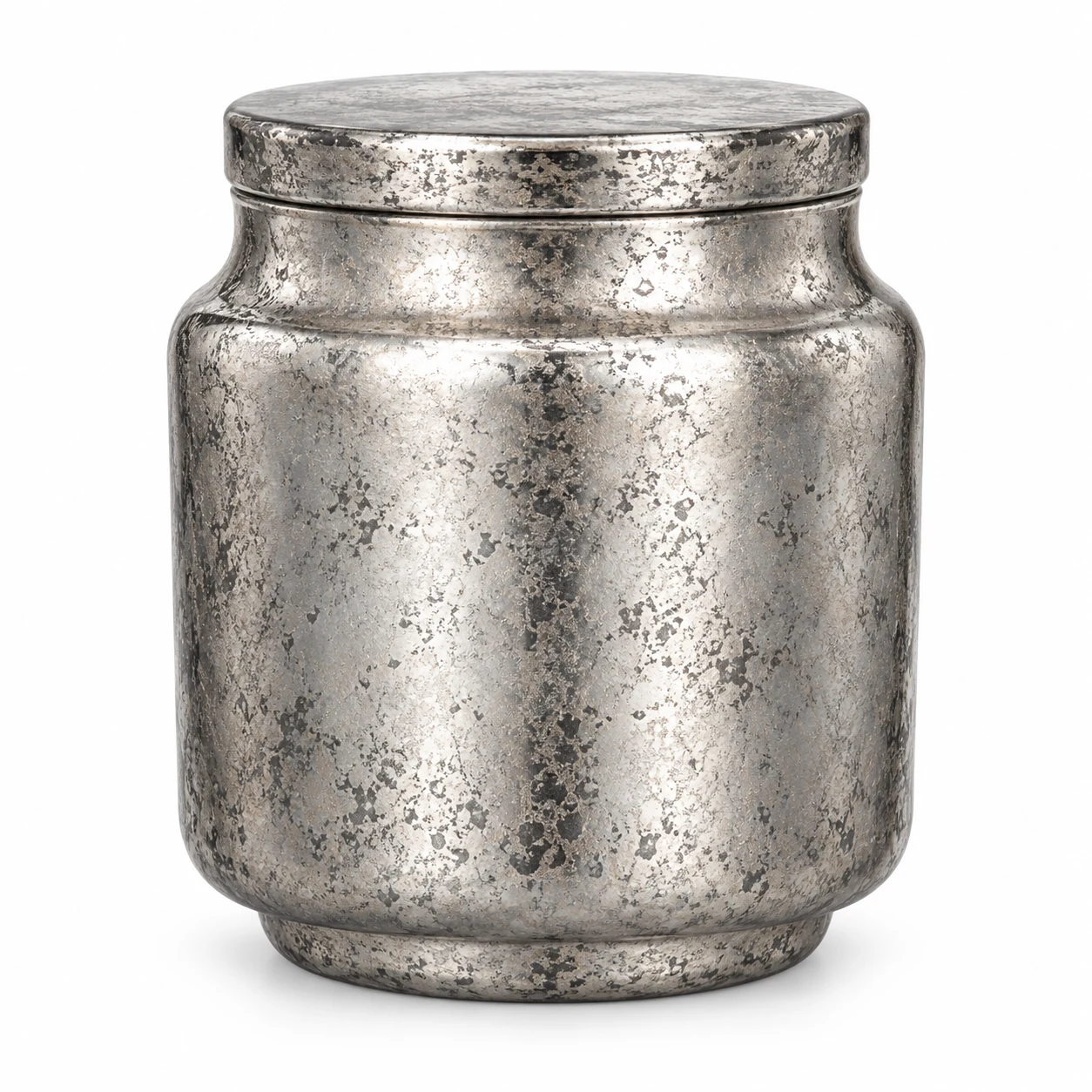 450ml Rounded Glass Candle Jar with Lid (VSS-CJ-028) — silver corroded