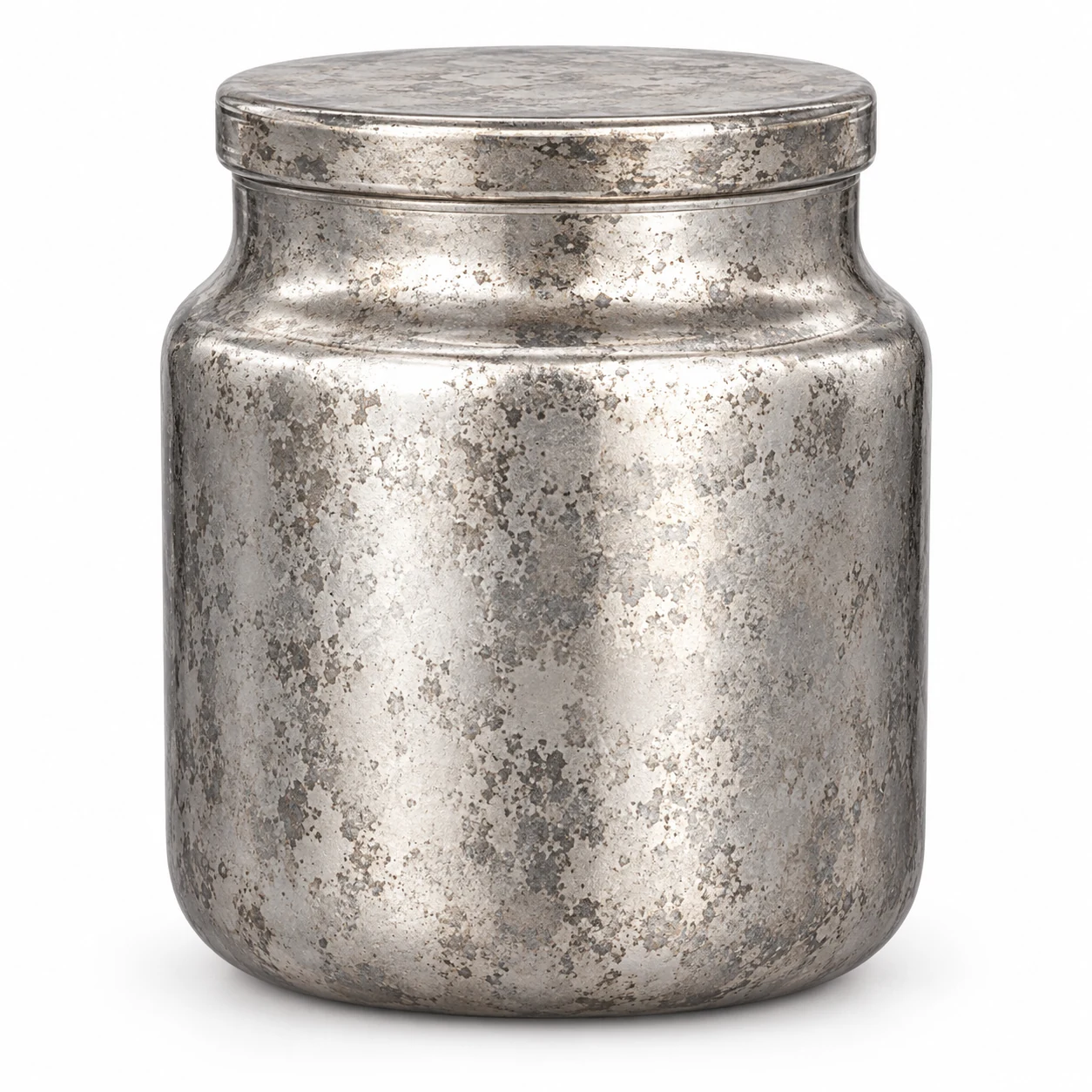 450ml Rounded Glass Candle Jar with Lid (VSS-CJ-029) — silver corroded