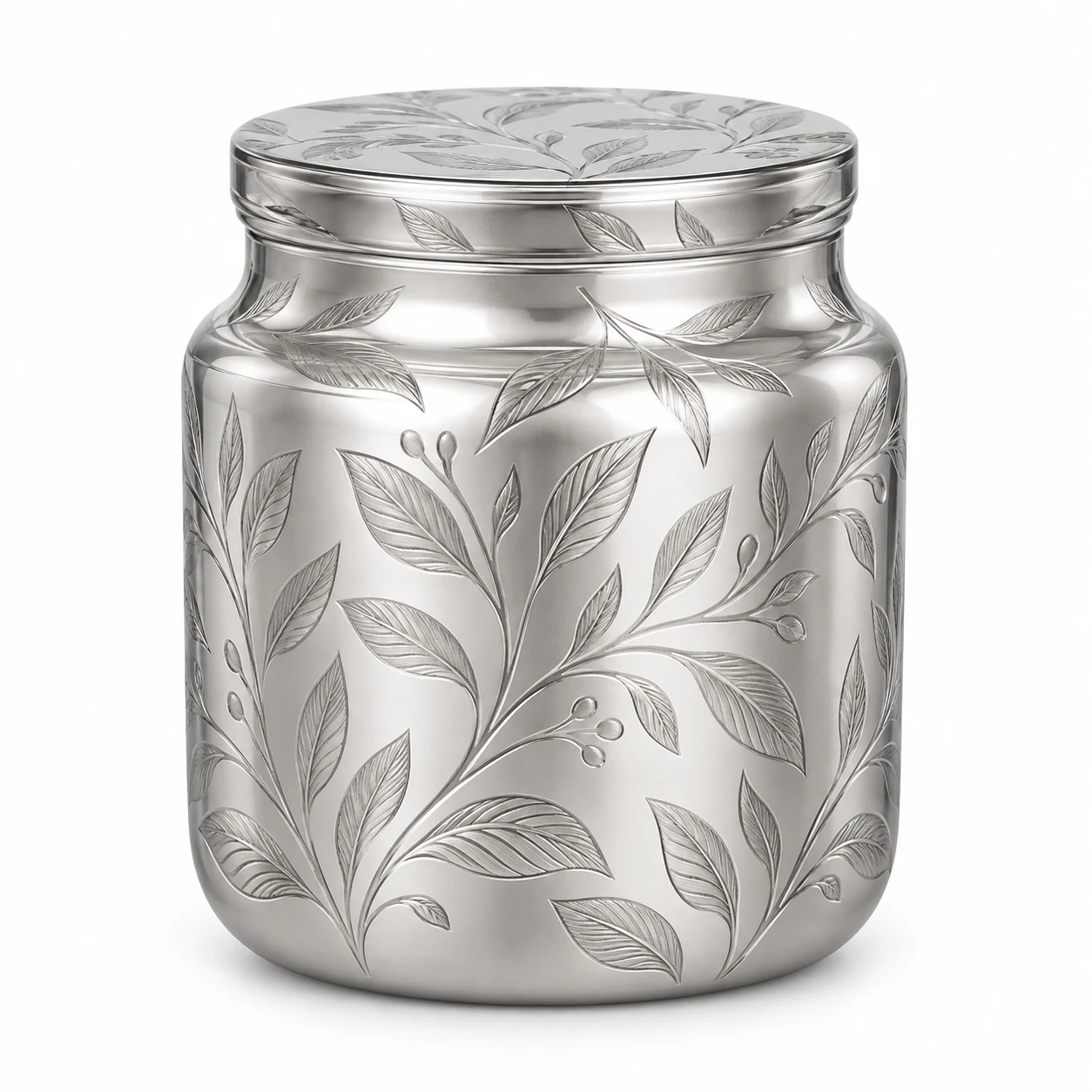 450ml Rounded Glass Candle Jar with Lid (VSS-CJ-029) — silver engraved