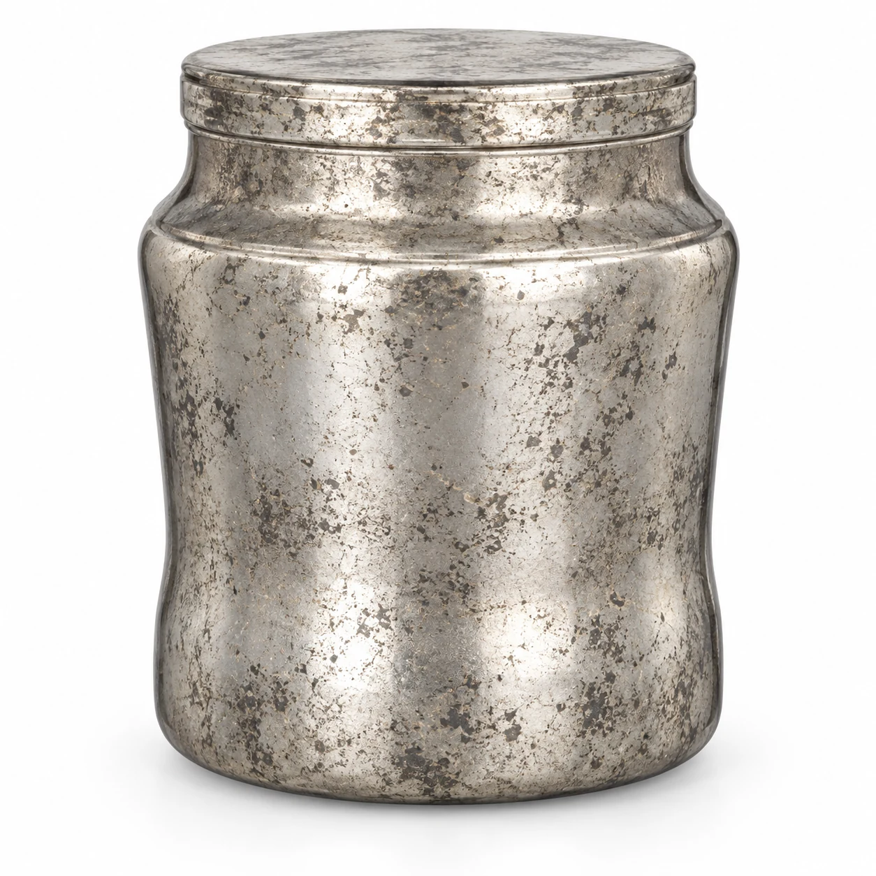 450ml Rounded Glass Candle Jar with Lid (VSS-CJ-030) — silver corroded