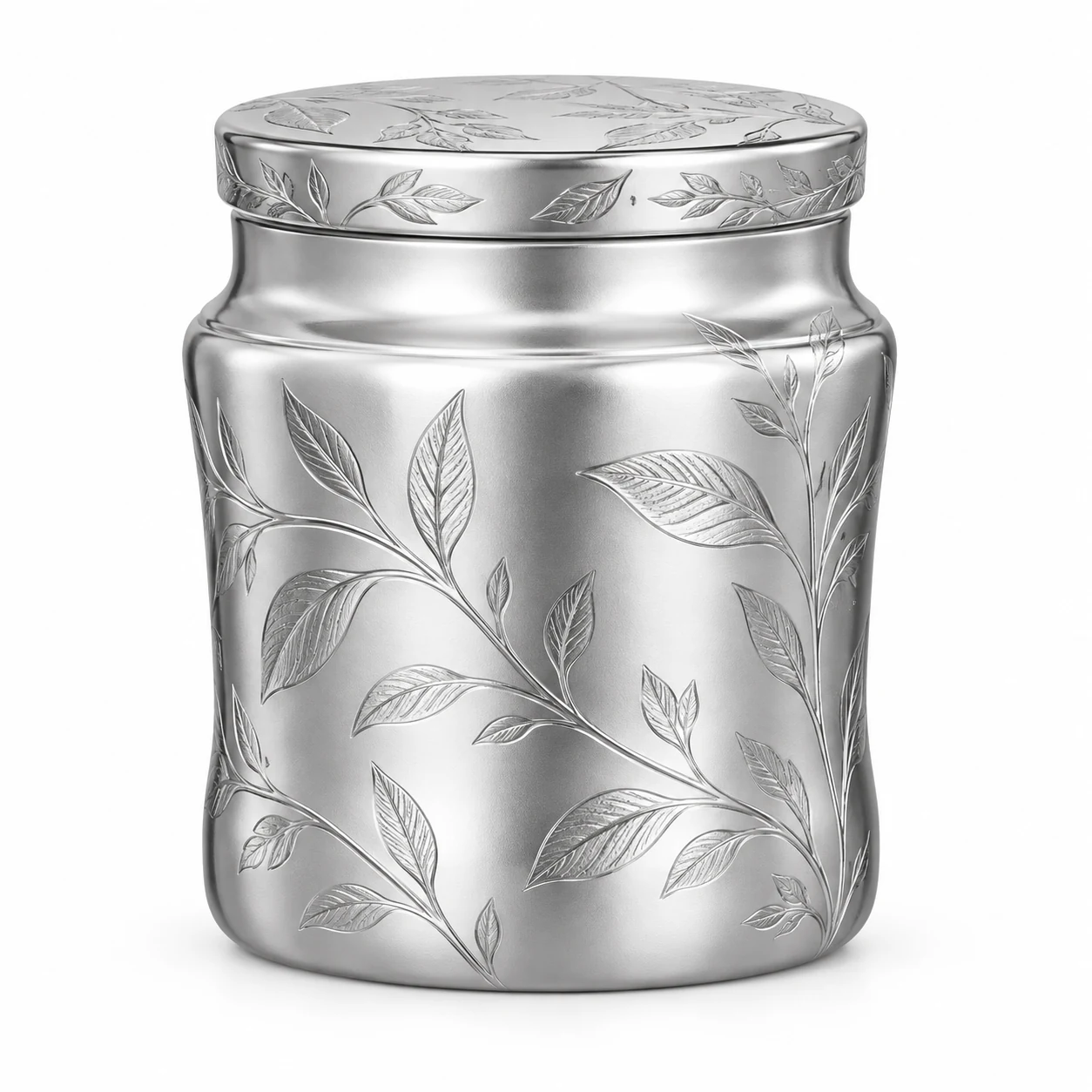 450ml Rounded Glass Candle Jar with Lid (VSS-CJ-030) — silver engraved