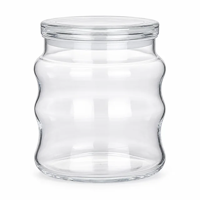 450ml Wavy Glass Candle Jar with Lid - VSS-CJ-031 — clear